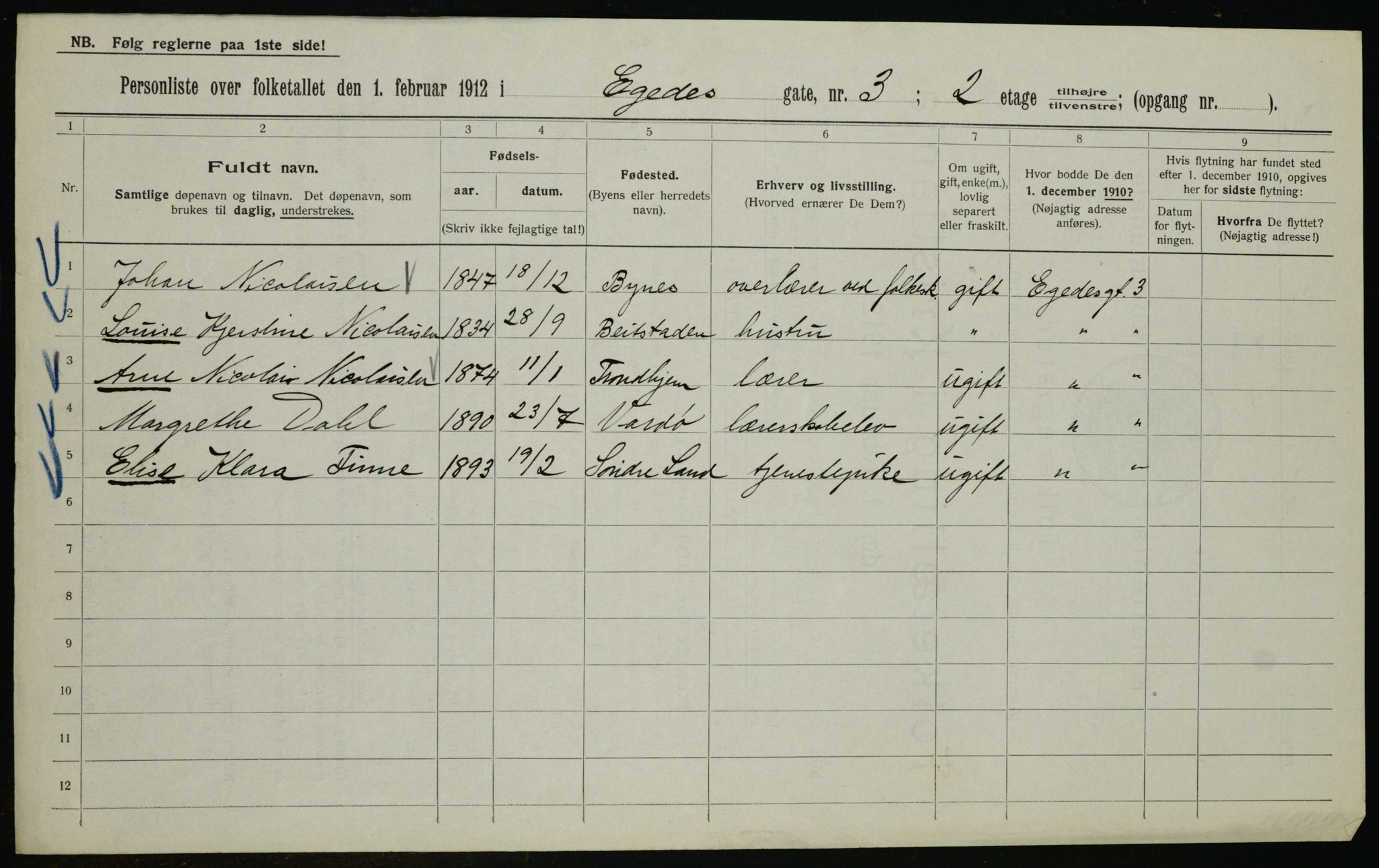 OBA, Municipal Census 1912 for Kristiania, 1912, p. 18679