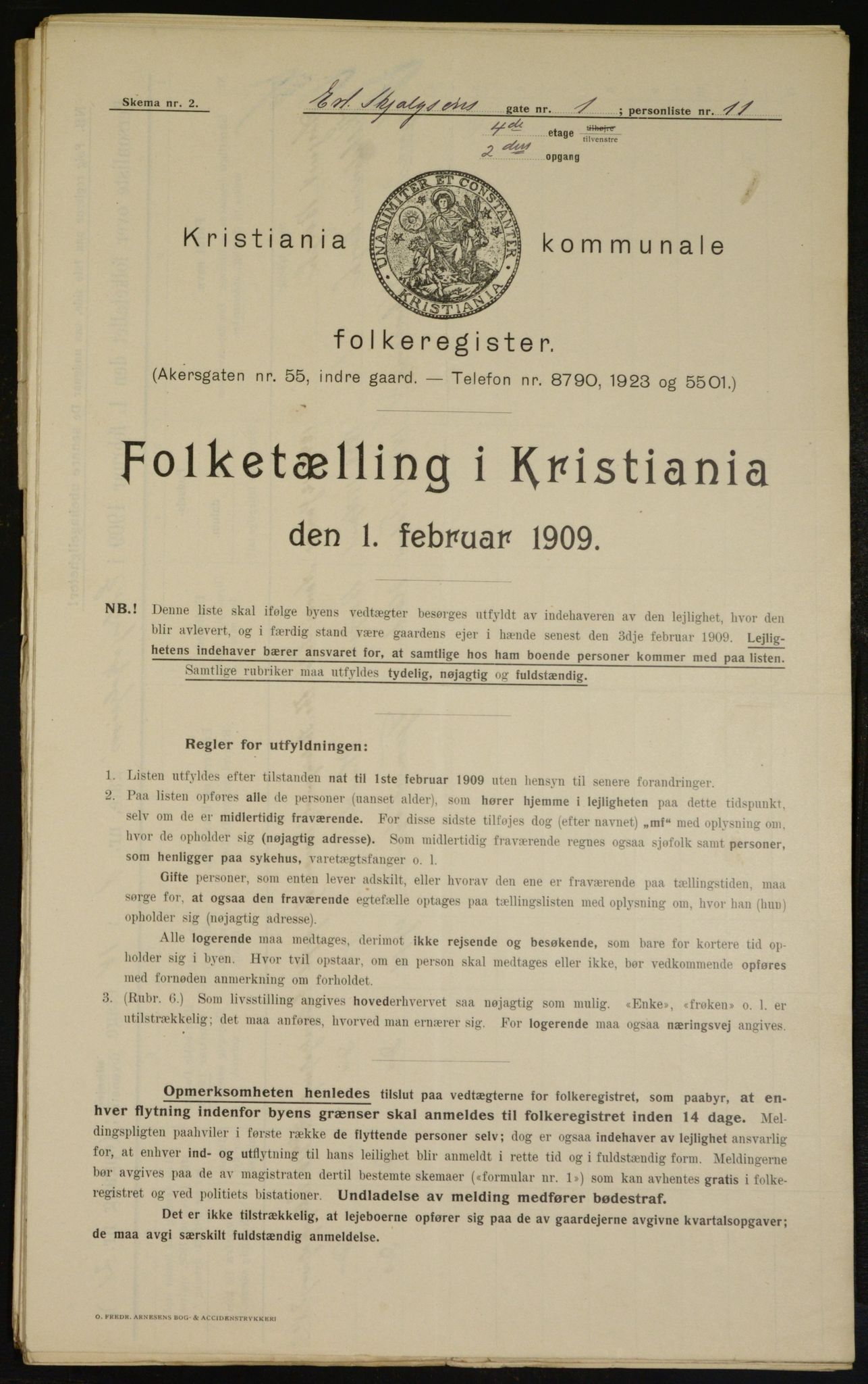 OBA, Municipal Census 1909 for Kristiania, 1909, p. 19885