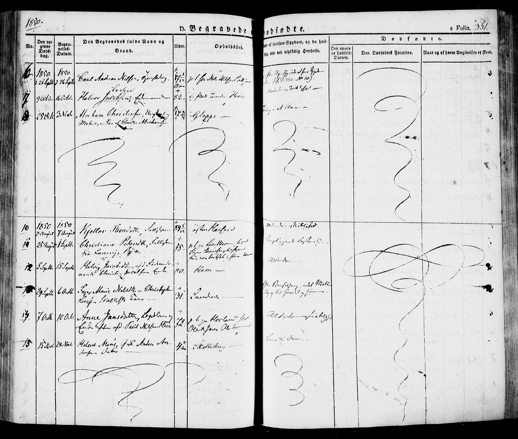 Tjølling kirkebøker, AV/SAKO-A-60/F/Fa/L0006: Parish register (official) no. 6, 1835-1859, p. 351