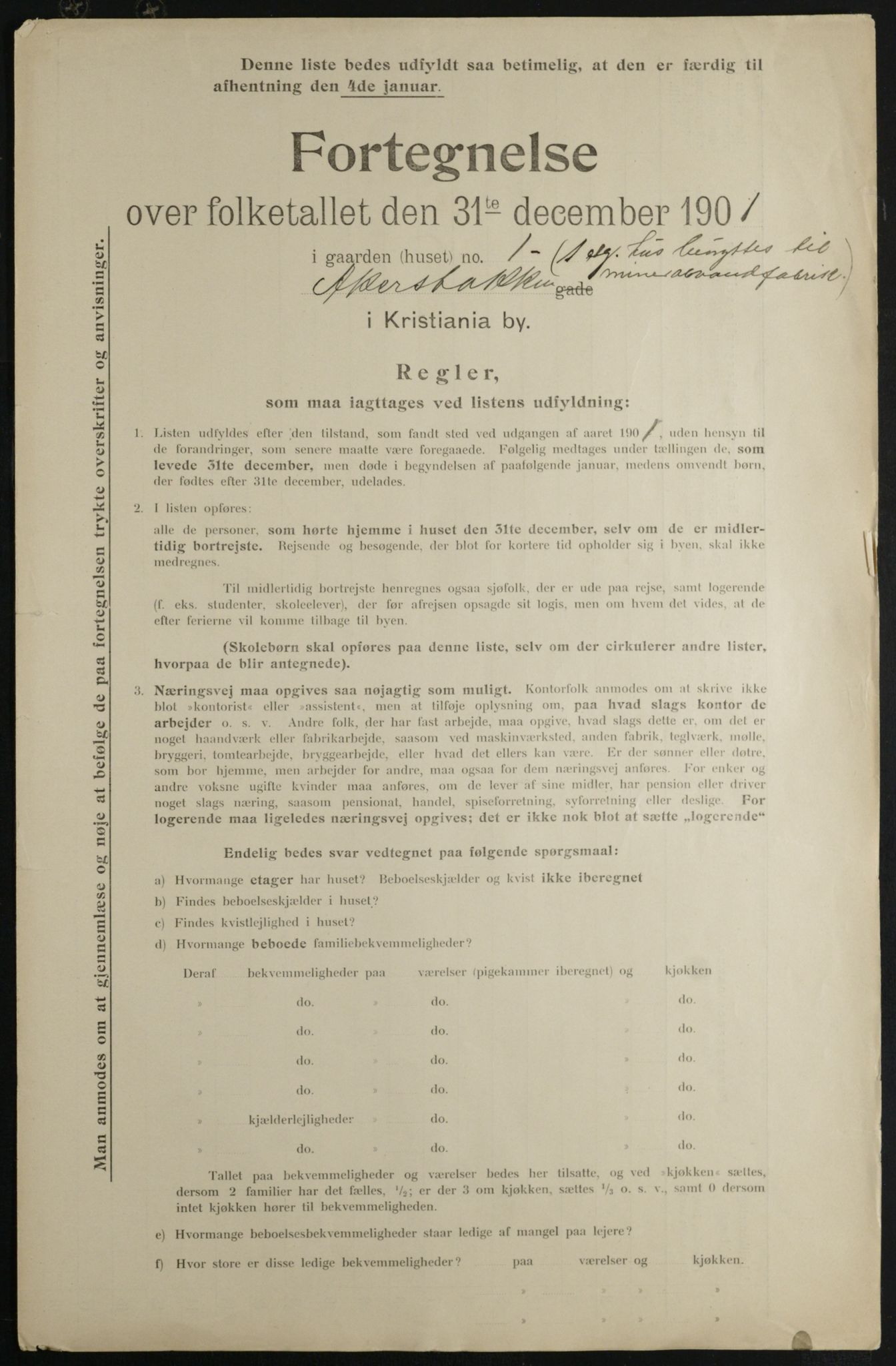 OBA, Municipal Census 1901 for Kristiania, 1901, p. 6