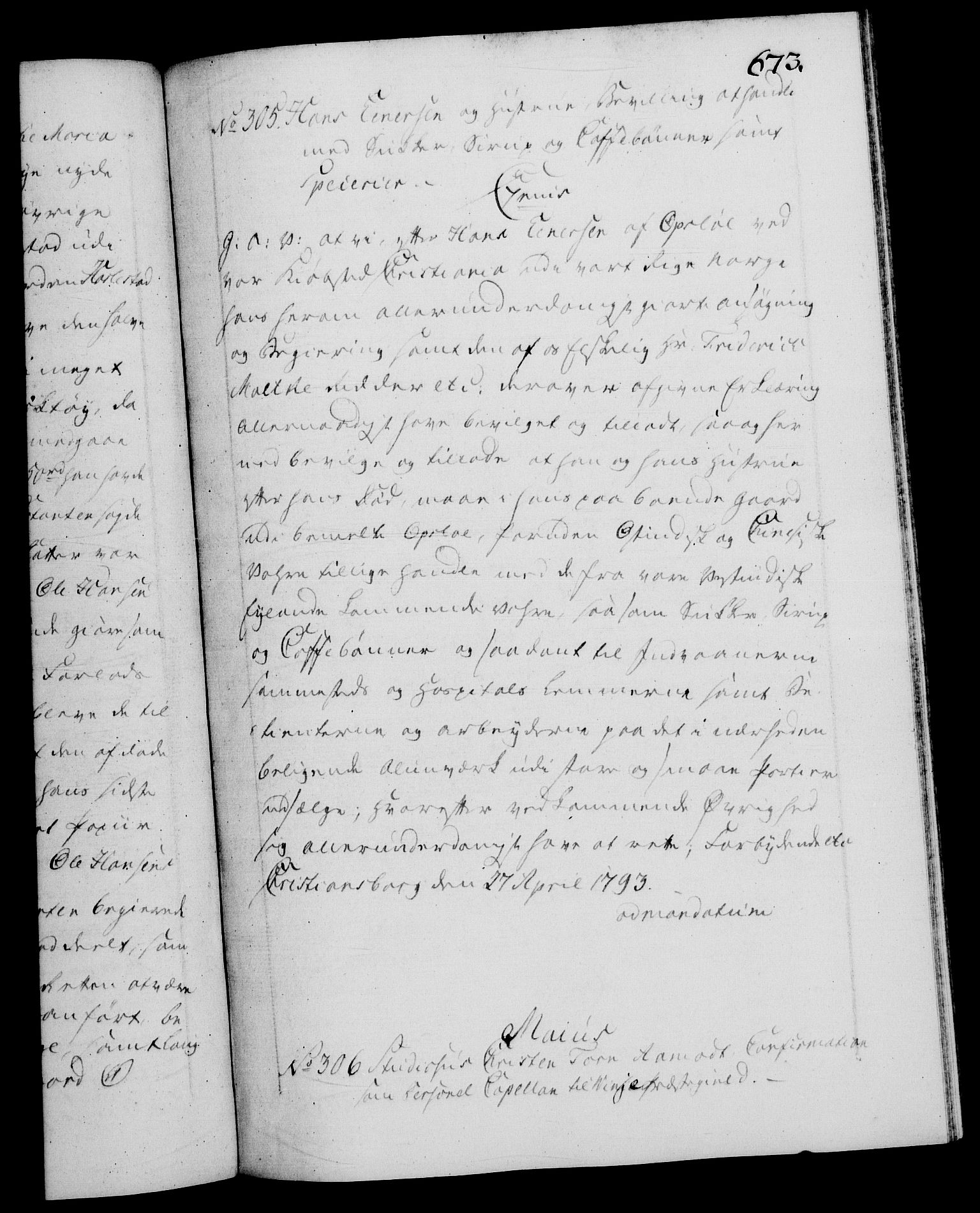 Danske Kanselli 1572-1799, RA/EA-3023/F/Fc/Fca/Fcaa/L0054: Norske registre, 1792-1793, p. 673a