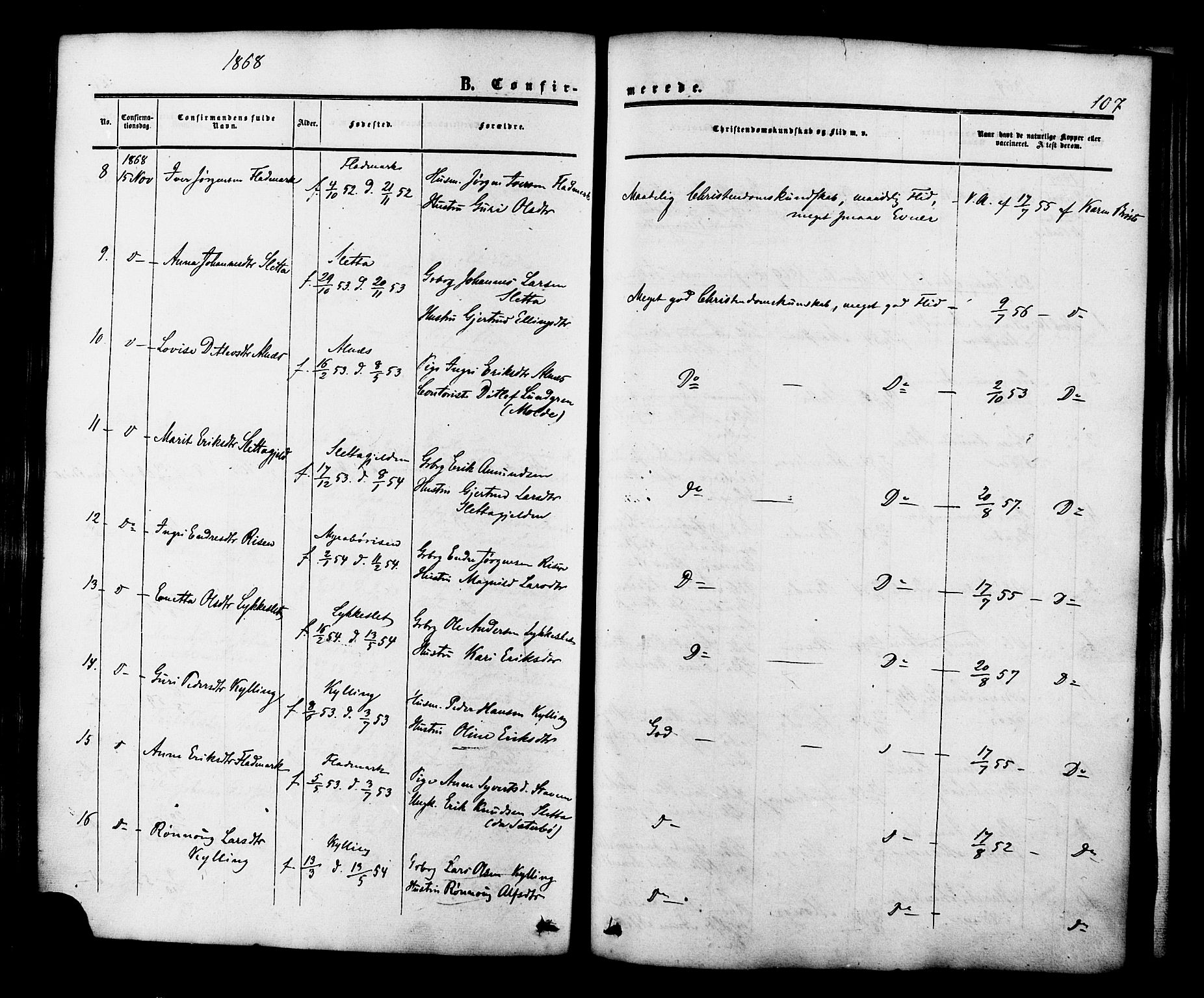 Ministerialprotokoller, klokkerbøker og fødselsregistre - Møre og Romsdal, AV/SAT-A-1454/546/L0594: Parish register (official) no. 546A02, 1854-1882, p. 107