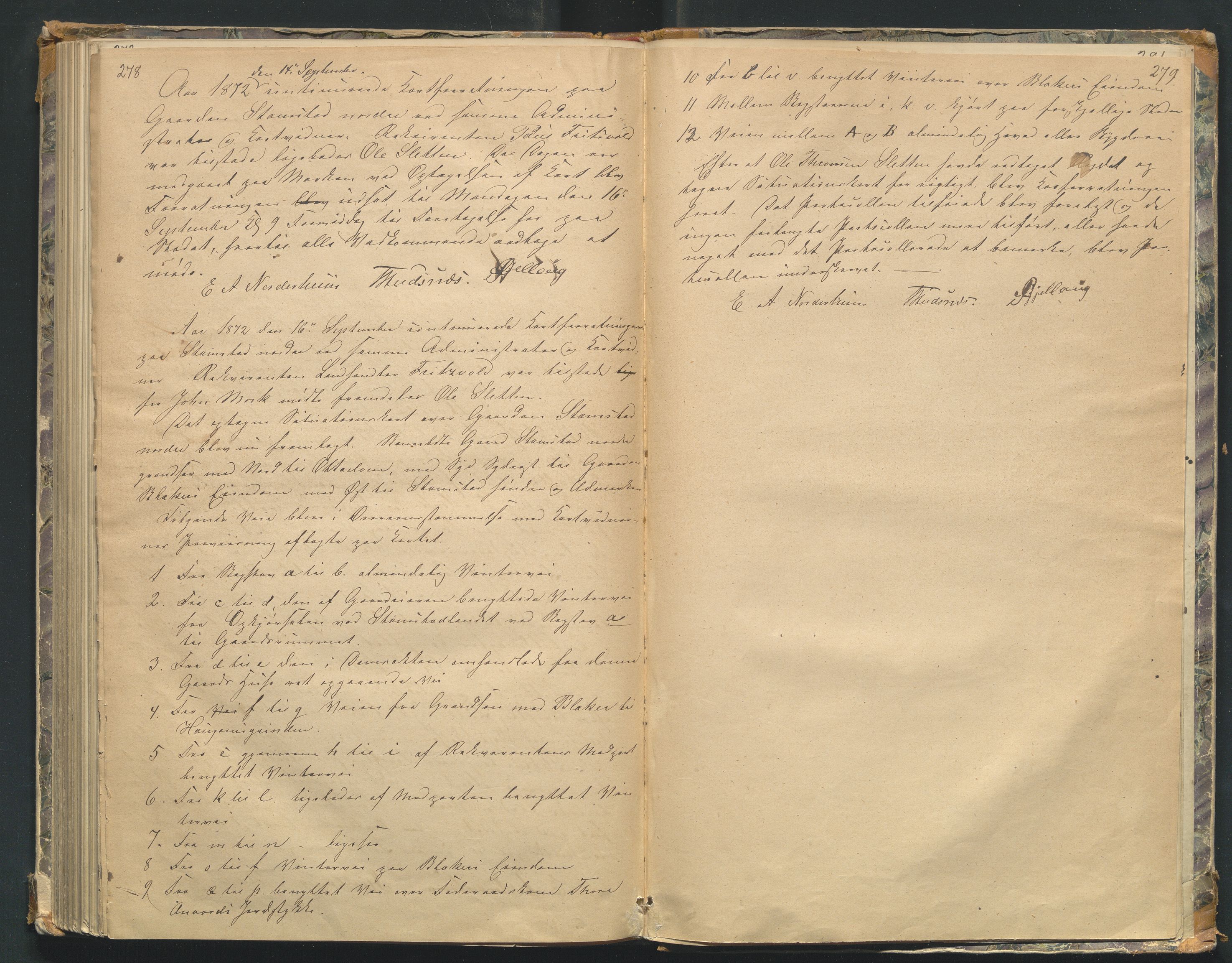 Utskiftningsformannen i Oppland fylke, AV/SAH-JORDSKIFTEO-001/H/Hb/Hbg/L0001/0002: Forhandlingsprotokoller / Forhandlingsprotokoll - Gudbrandsdalen , 1864-1872, p. 278-279