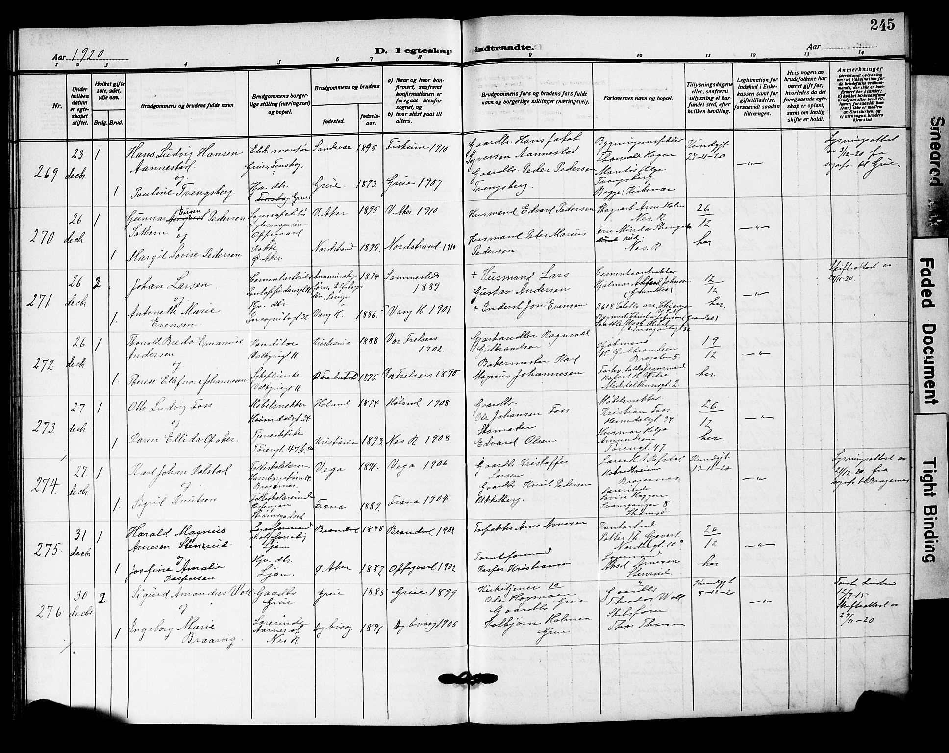 Oslo domkirke Kirkebøker, AV/SAO-A-10752/F/Fa/L0034: Parish register (official) no. 34, 1913-1921, p. 245