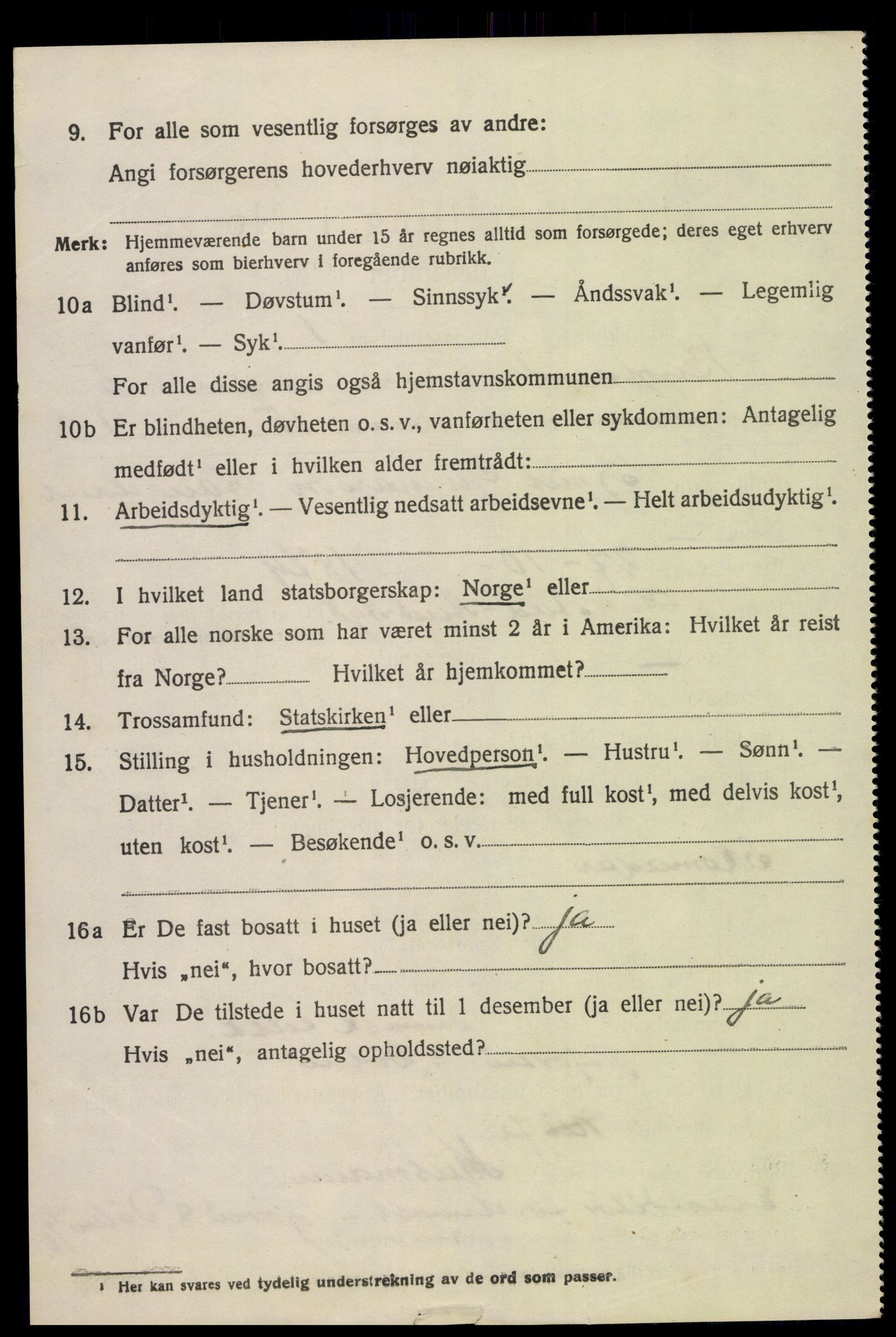 SAK, 1920 census for Bygland, 1920, p. 1854