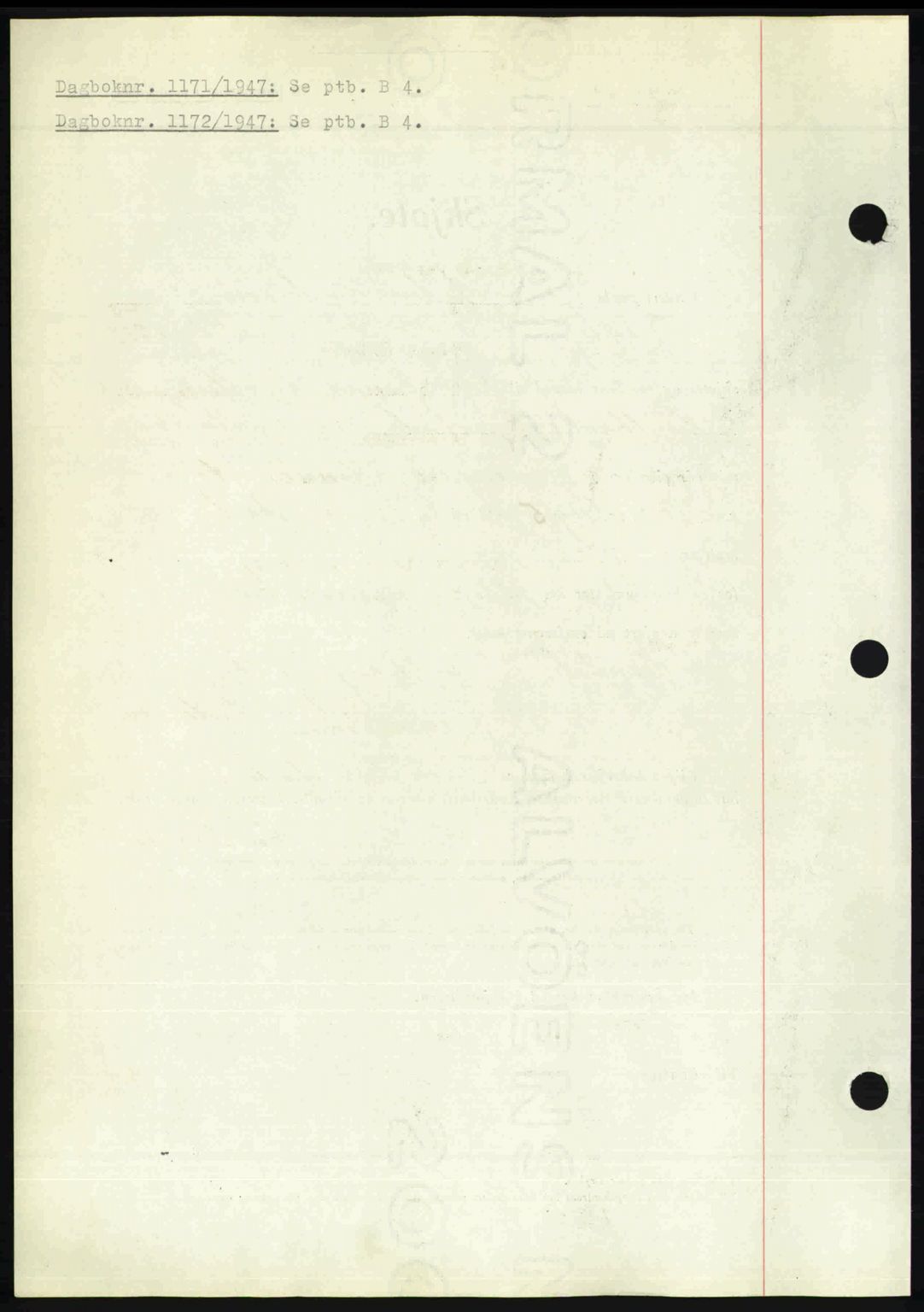 Nedenes sorenskriveri, SAK/1221-0006/G/Gb/Gba/L0057: Mortgage book no. A9, 1947-1947, Diary no: : 1171/1947