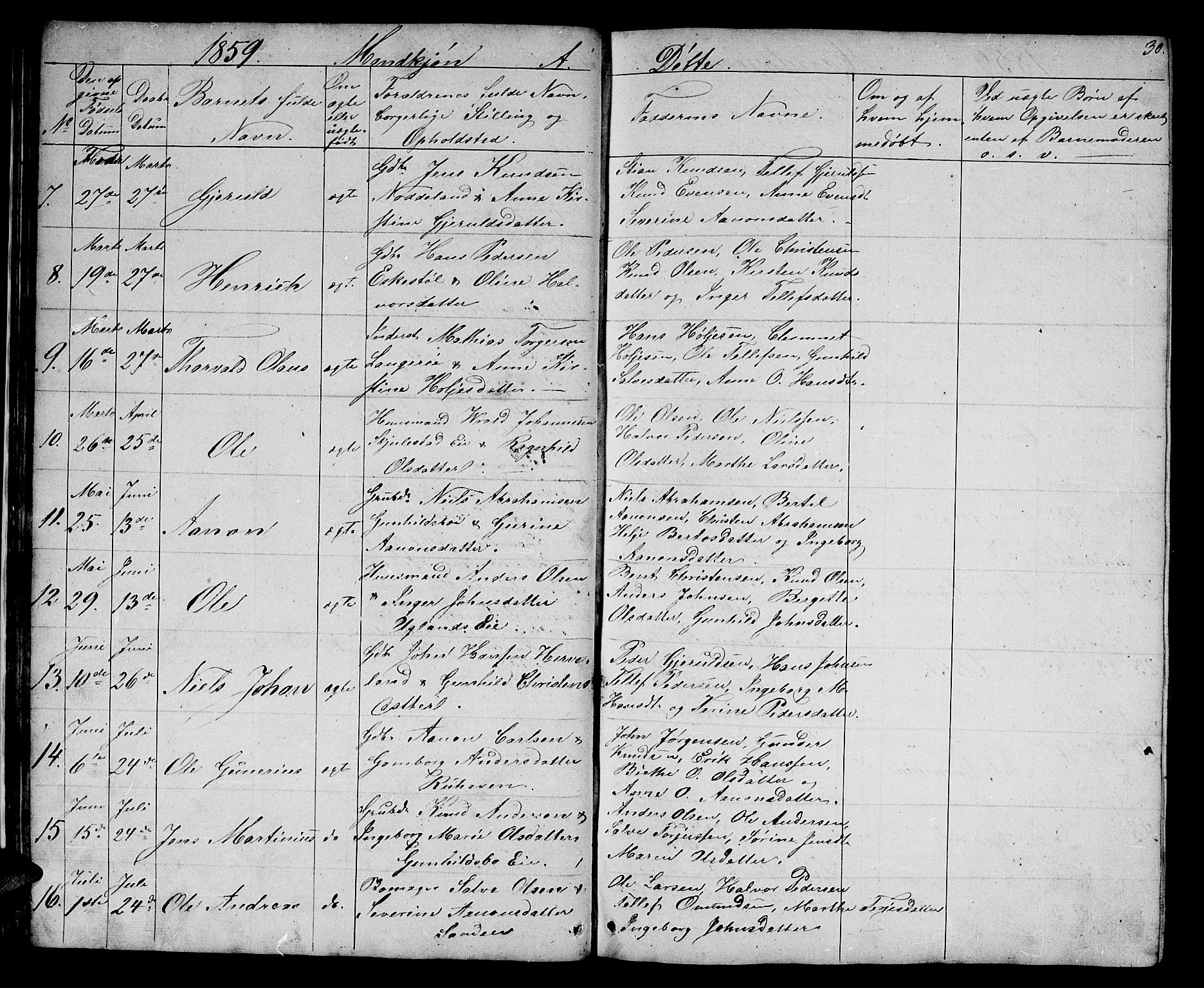 Austre Moland sokneprestkontor, AV/SAK-1111-0001/F/Fb/Fba/L0001: Parish register (copy) no. B 1, 1842-1868, p. 30