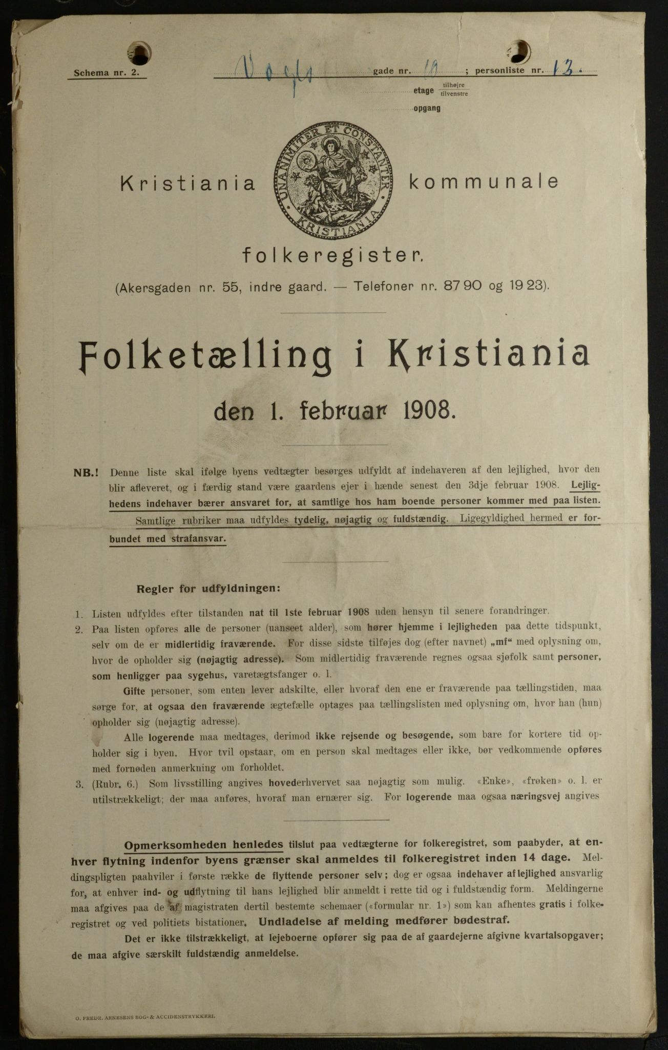 OBA, Municipal Census 1908 for Kristiania, 1908, p. 111532