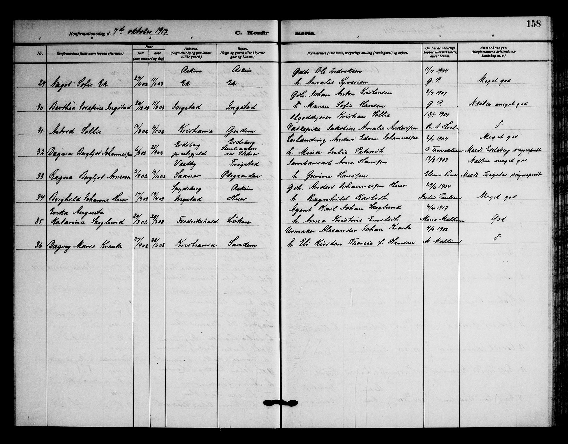 Askim prestekontor Kirkebøker, AV/SAO-A-10900/F/Fa/L0009: Parish register (official) no. 9, 1913-1923, p. 158