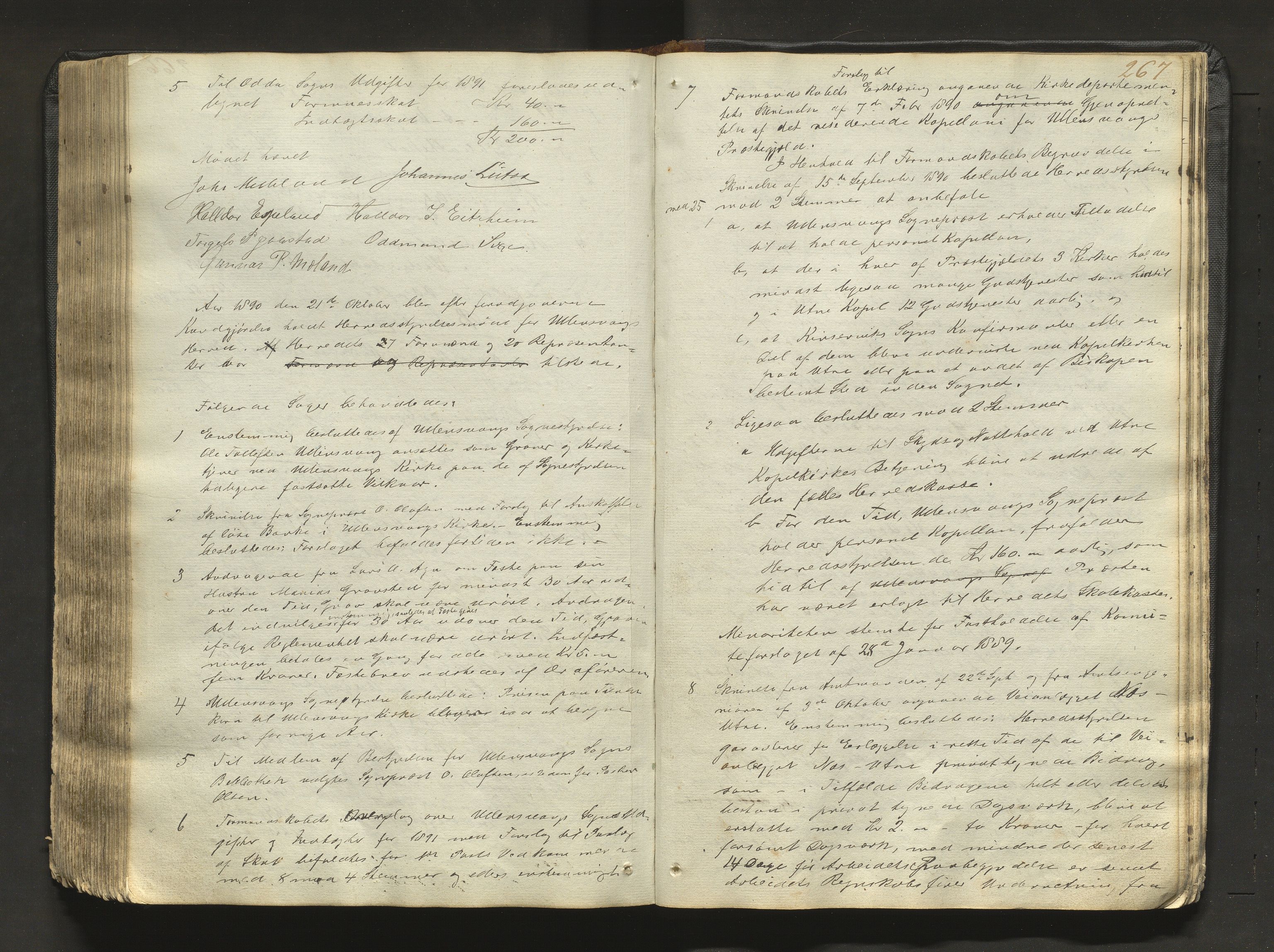 Ullensvang herad. Formannskapet , IKAH/1231b-021/A/Aa/L0001: Møtebok for formannskap og heradsstyre, 1838-1893, p. 267