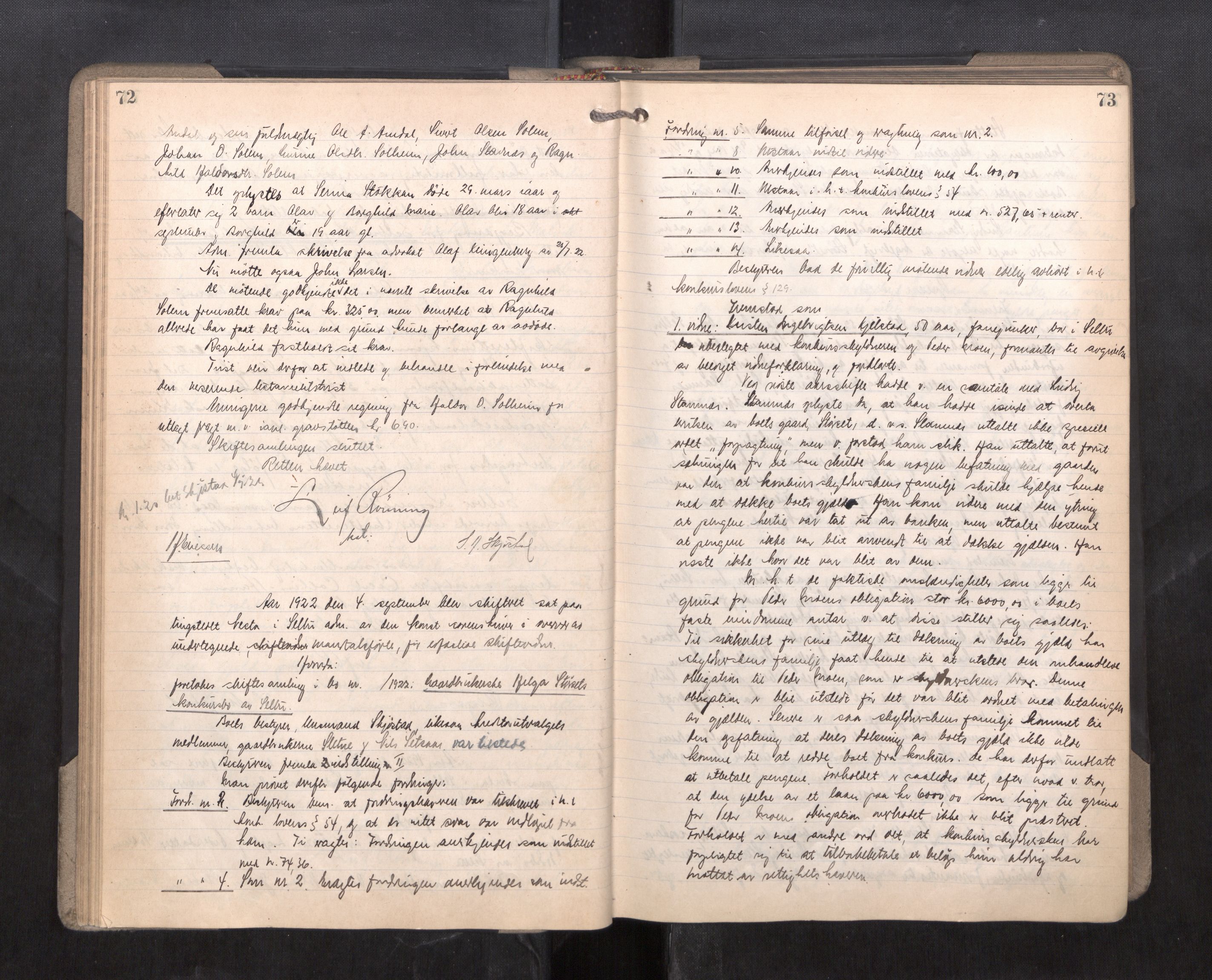 Strinda og Selbu sorenskriveri, AV/SAT-A-0015/3/3B/L0014: Skifteforhandlingsprot. 14, 1922-1924, p. 72-73