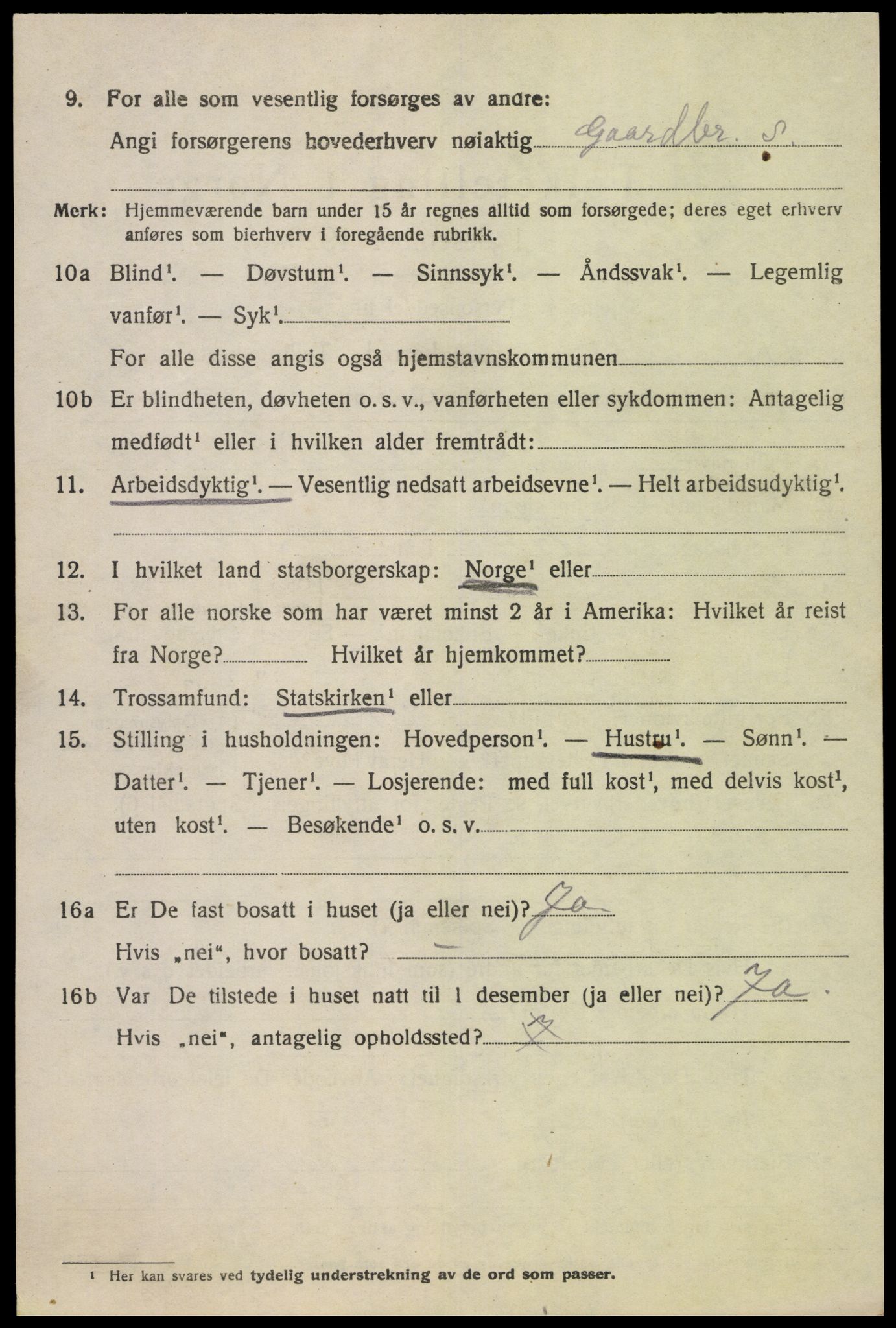 SAK, 1920 census for Øvre Sirdal, 1920, p. 1502