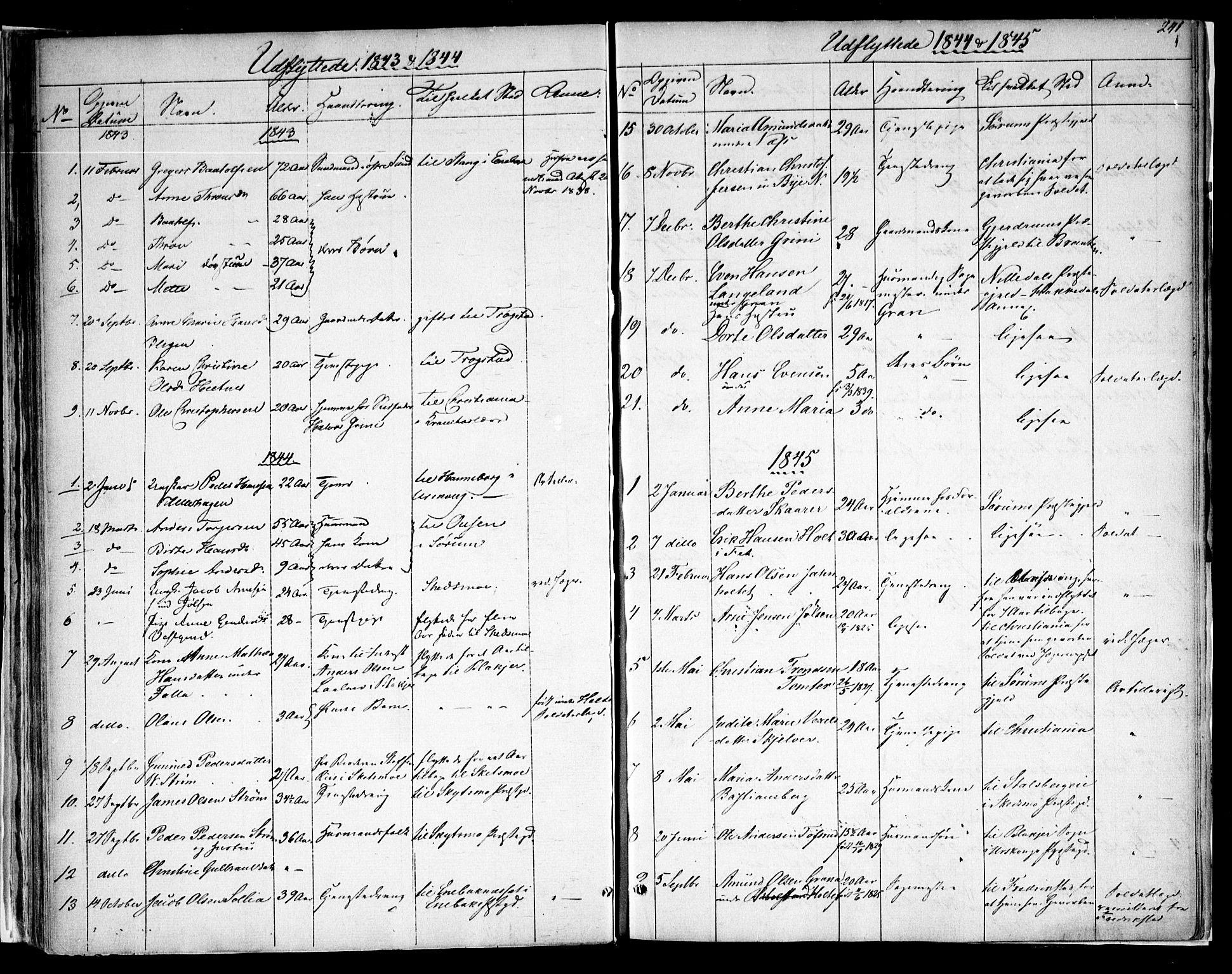 Fet prestekontor Kirkebøker, SAO/A-10370a/F/Fa/L0009: Parish register (official) no. I 9, 1843-1846, p. 241
