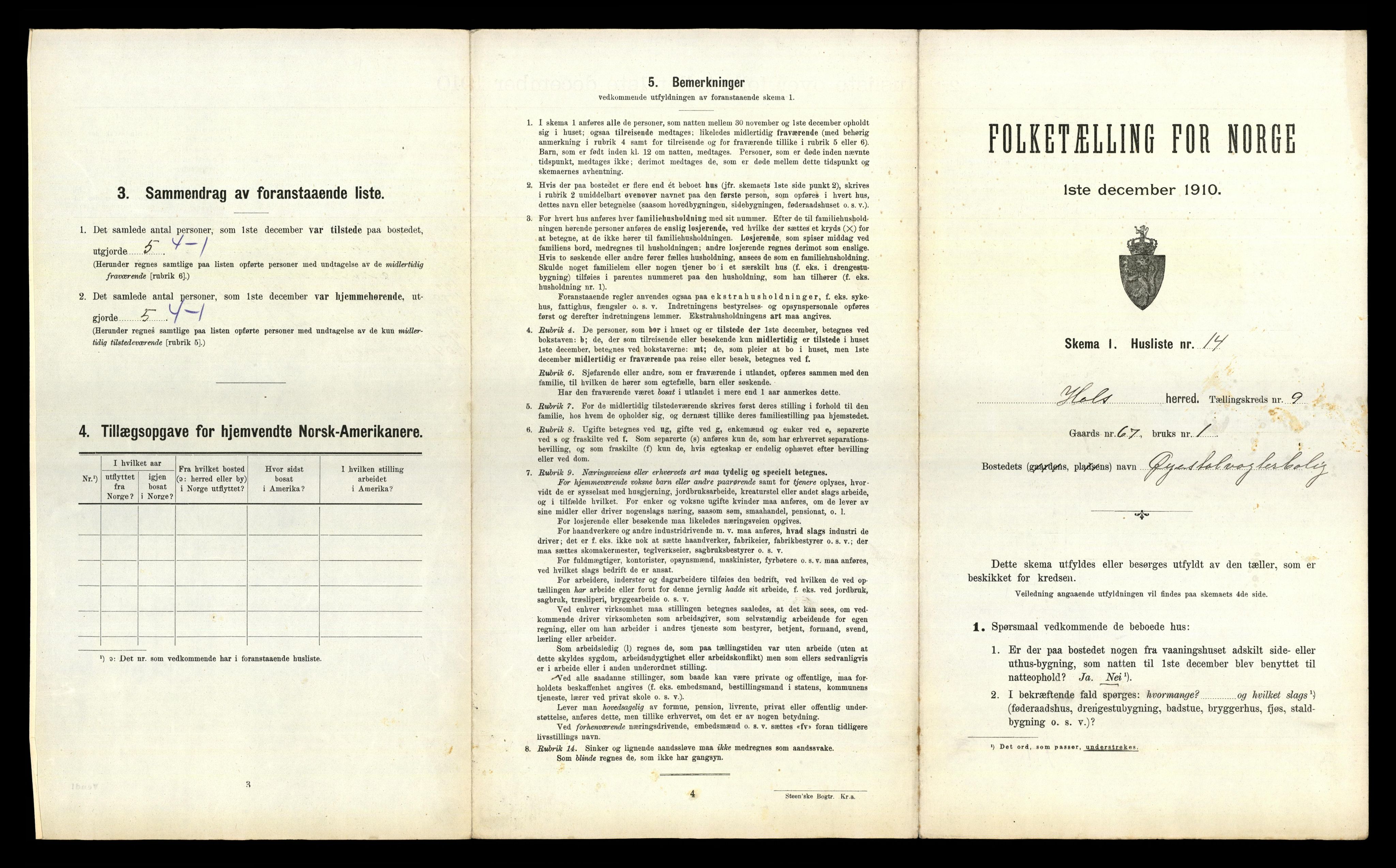 RA, 1910 census for Hol, 1910, p. 719