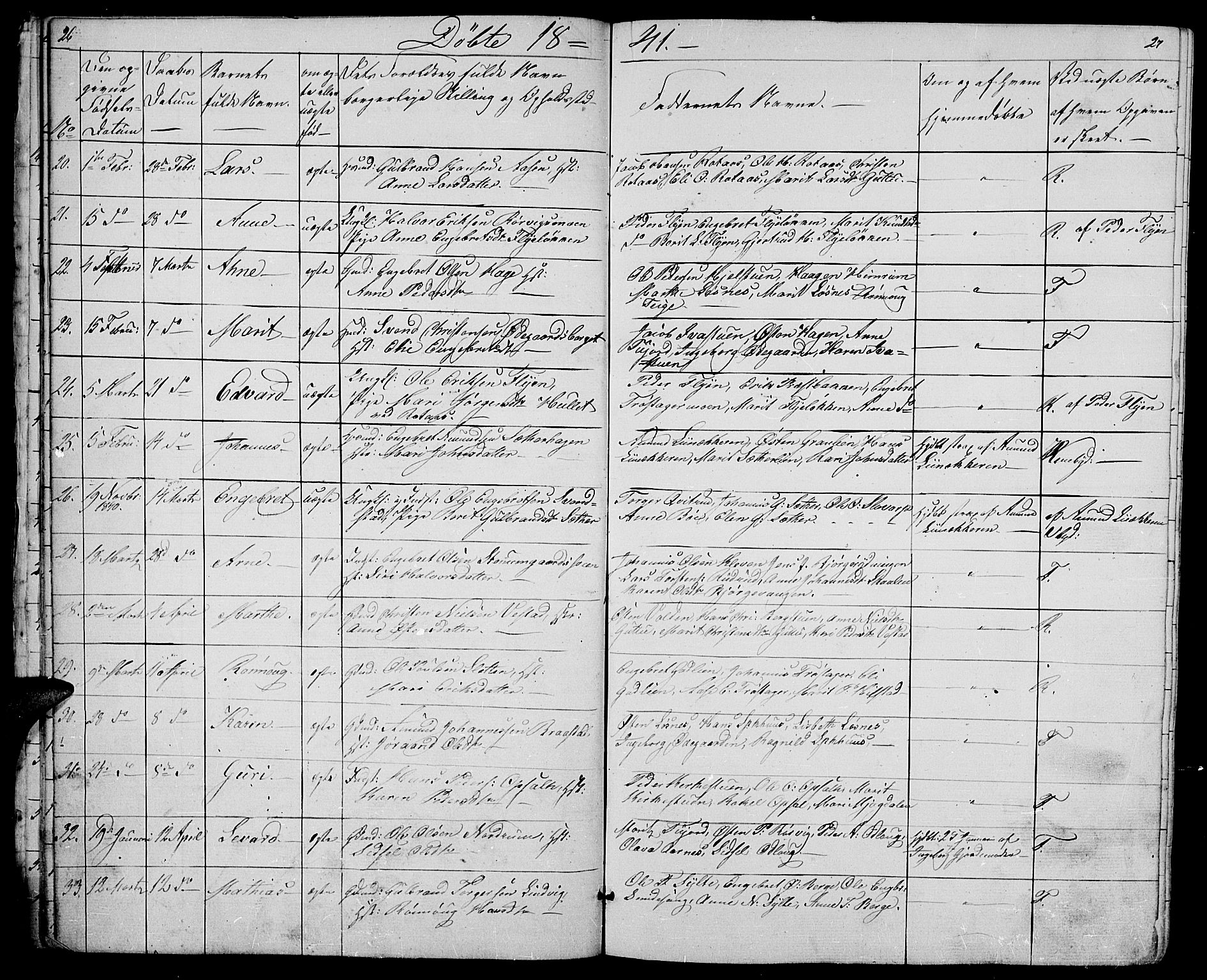 Ringebu prestekontor, AV/SAH-PREST-082/H/Ha/Hab/L0002: Parish register (copy) no. 2, 1839-1853, p. 26-27