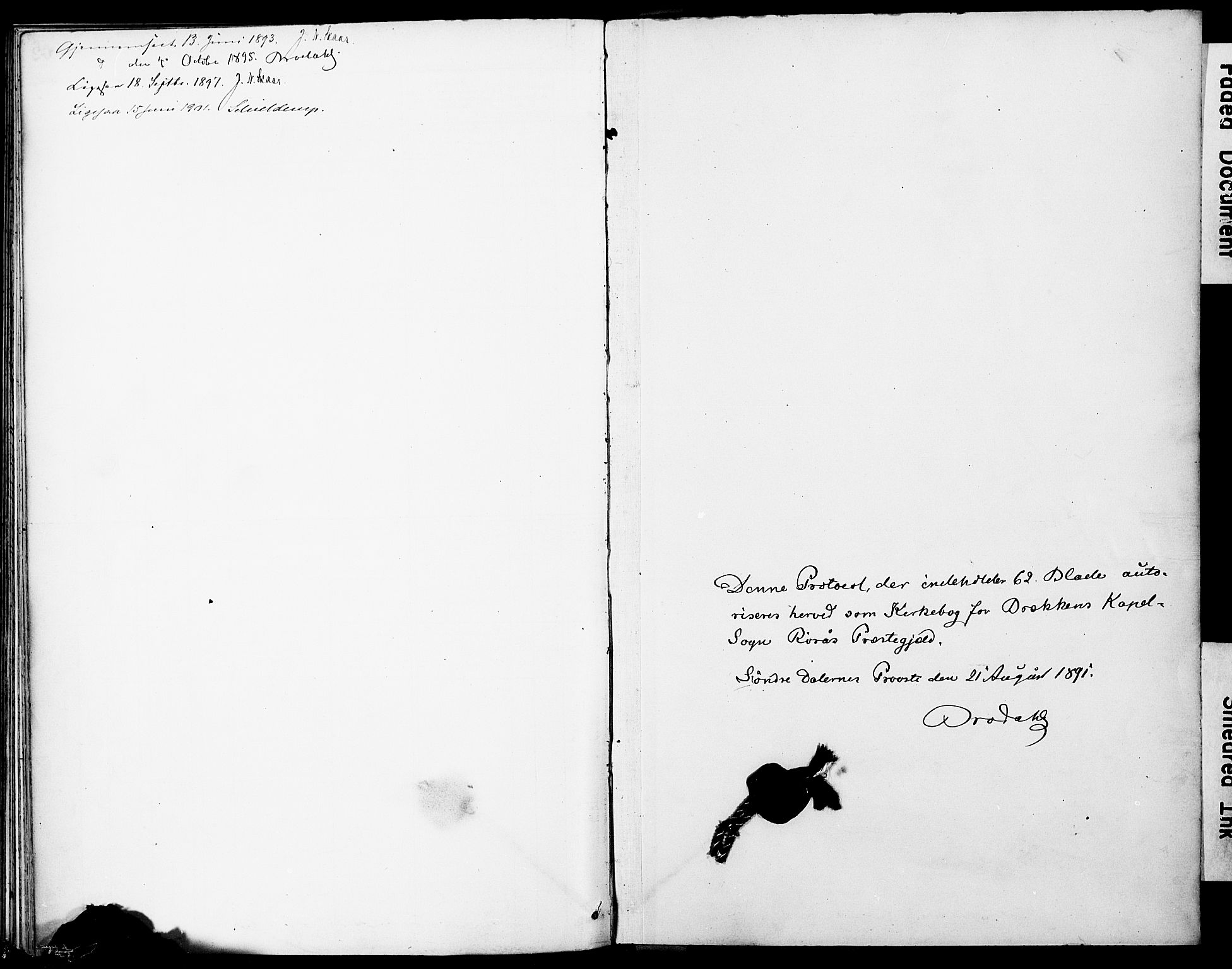 Ministerialprotokoller, klokkerbøker og fødselsregistre - Sør-Trøndelag, SAT/A-1456/683/L0948: Parish register (official) no. 683A01, 1891-1902