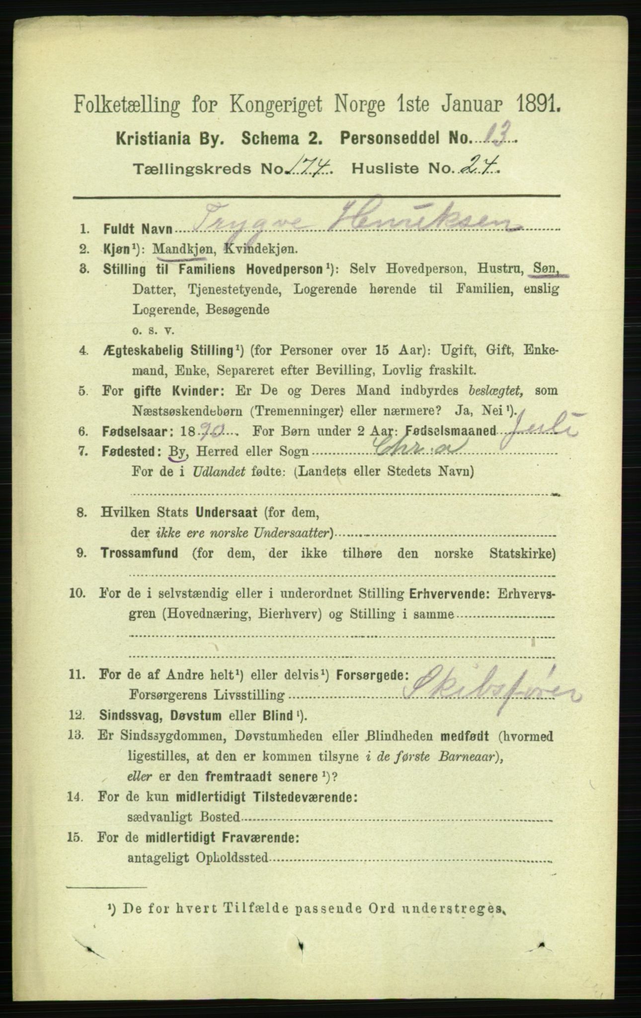 RA, 1891 census for 0301 Kristiania, 1891, p. 104510