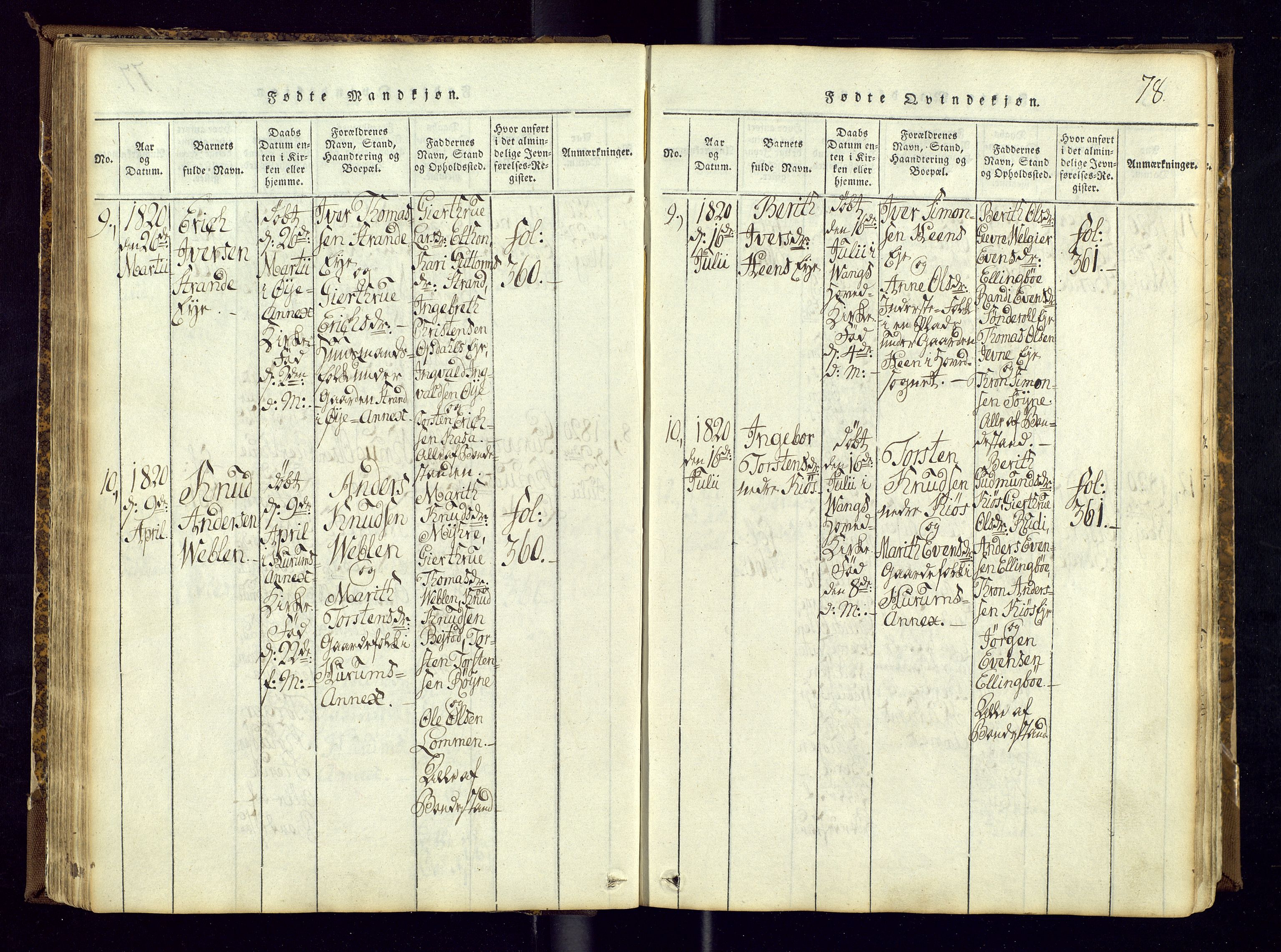 Vang prestekontor, Valdres, SAH/PREST-140/H/Ha/L0004: Parish register (official) no. 4, 1814-1831, p. 78