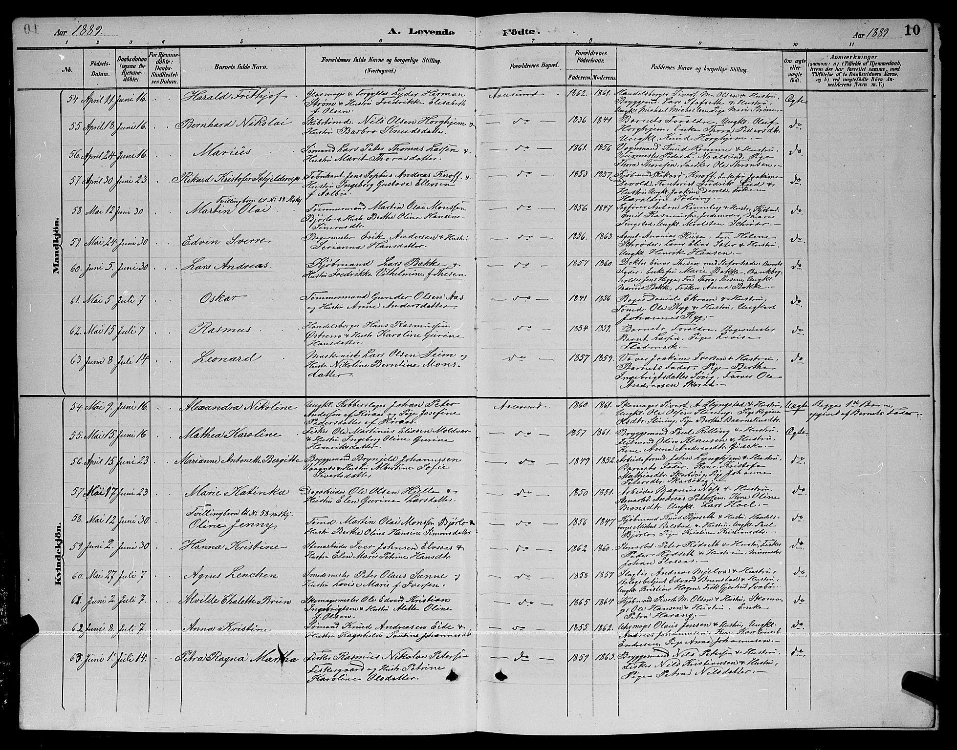 Ministerialprotokoller, klokkerbøker og fødselsregistre - Møre og Romsdal, AV/SAT-A-1454/529/L0467: Parish register (copy) no. 529C04, 1889-1897, p. 10