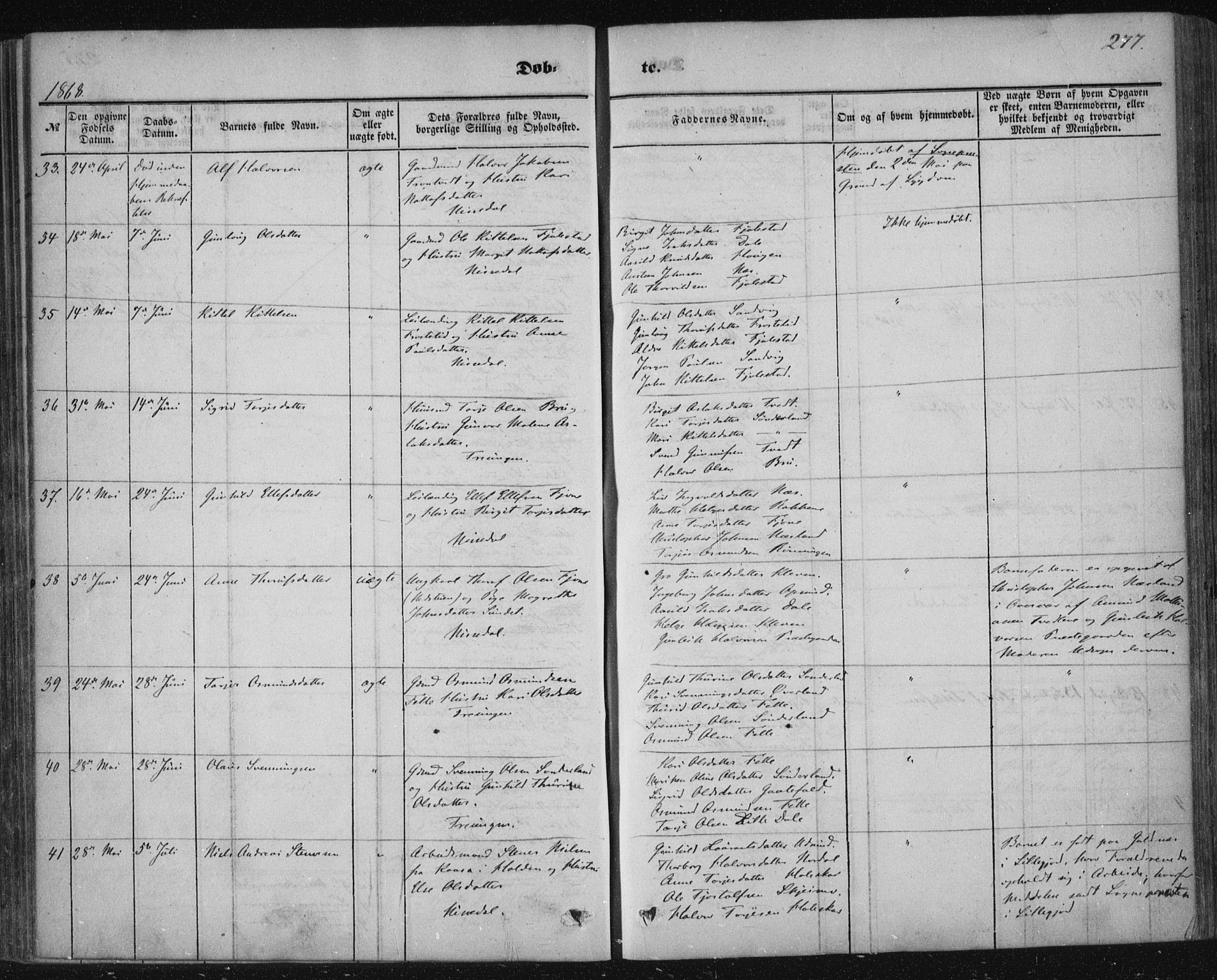 Nissedal kirkebøker, AV/SAKO-A-288/F/Fa/L0003: Parish register (official) no. I 3, 1846-1870, p. 276-277