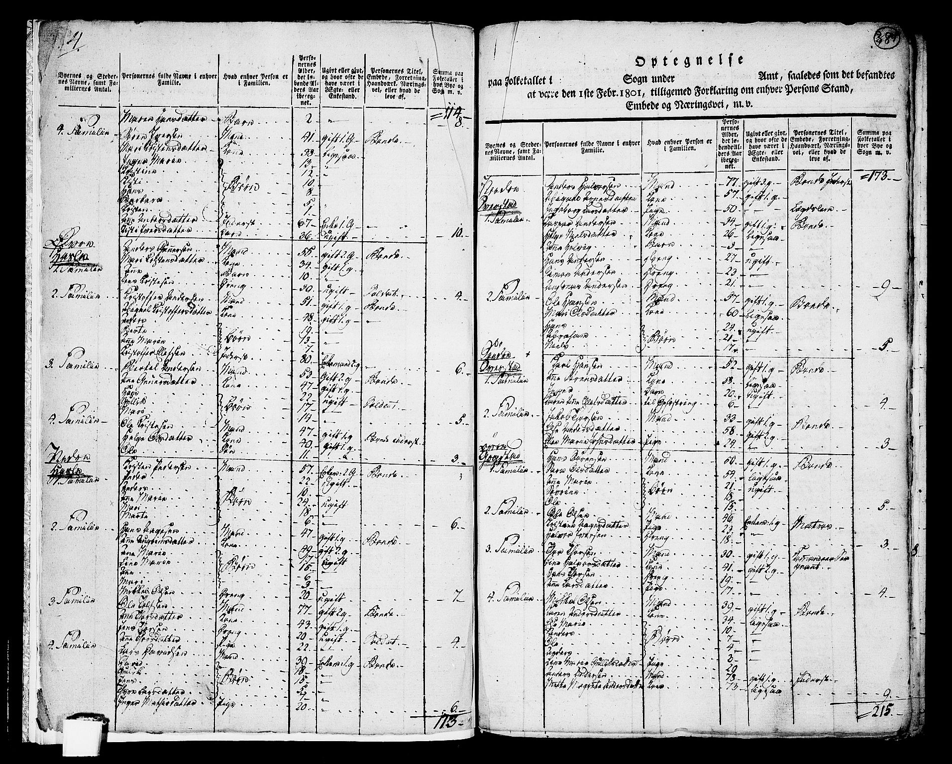 RA, 1801 census for 0724P Sandeherred, 1801, p. 386b-387a