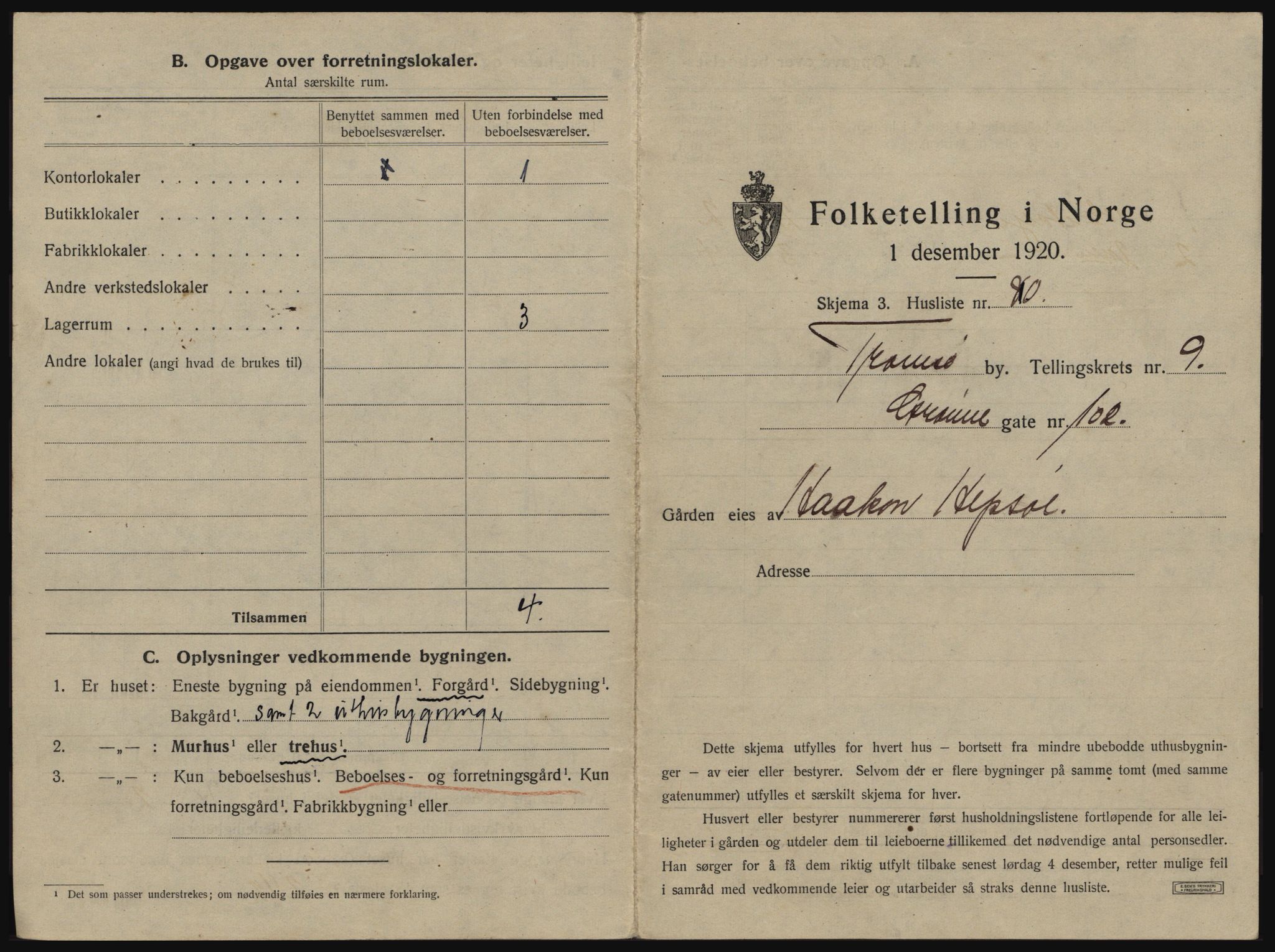 SATØ, 1920 census for Tromsø, 1920, p. 1645