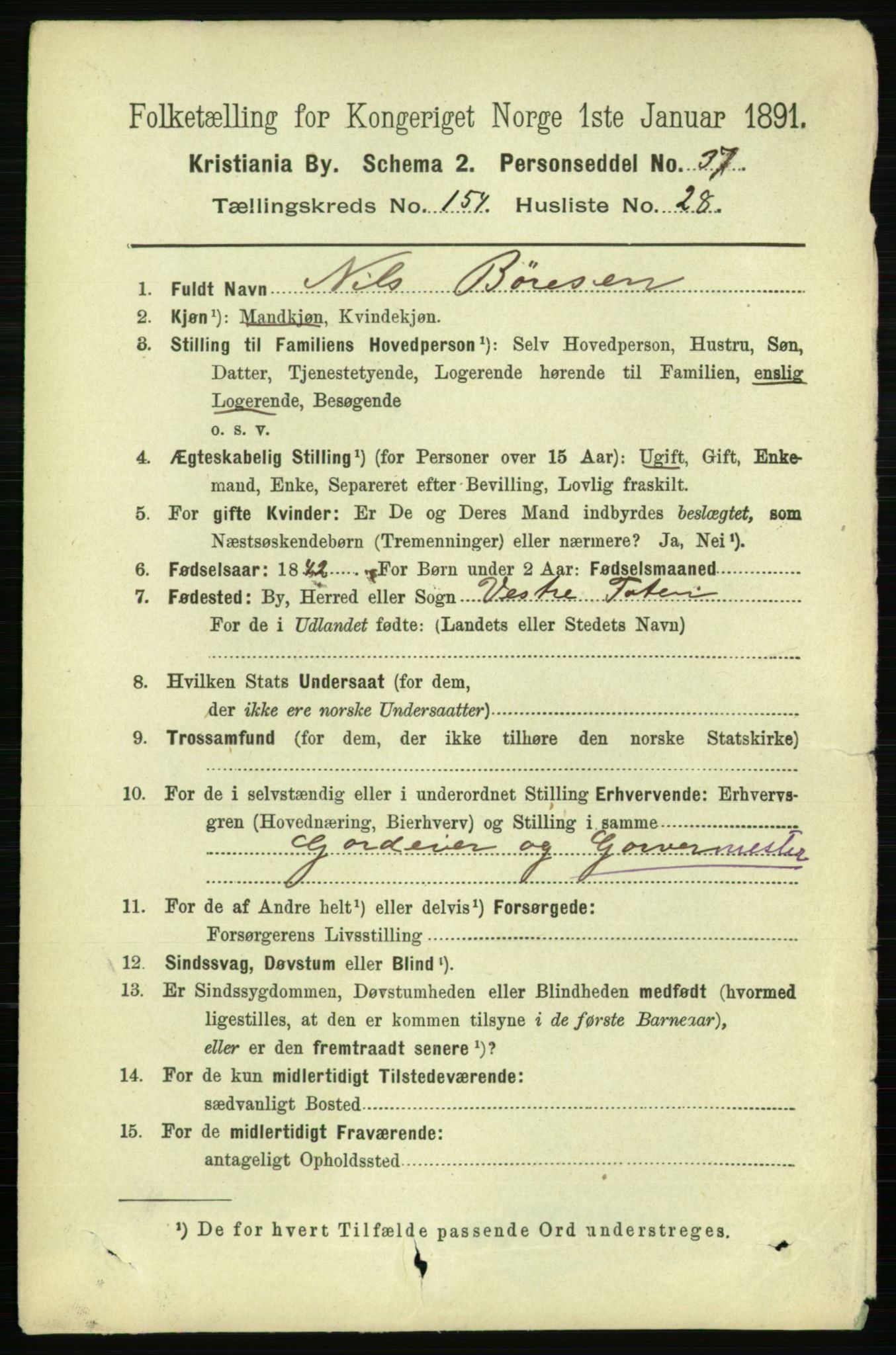 RA, 1891 census for 0301 Kristiania, 1891, p. 88104