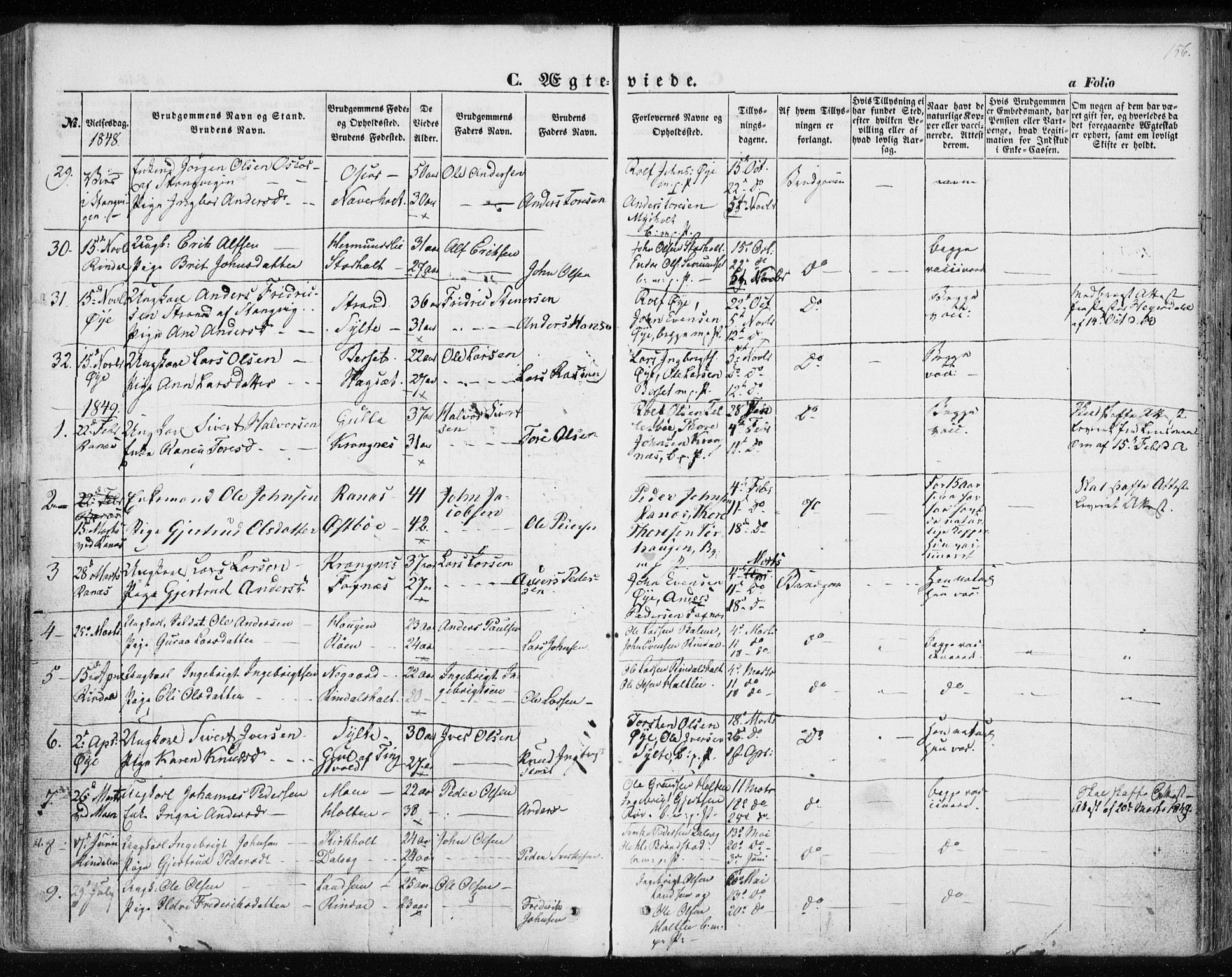 Ministerialprotokoller, klokkerbøker og fødselsregistre - Møre og Romsdal, SAT/A-1454/595/L1043: Parish register (official) no. 595A05, 1843-1851, p. 156