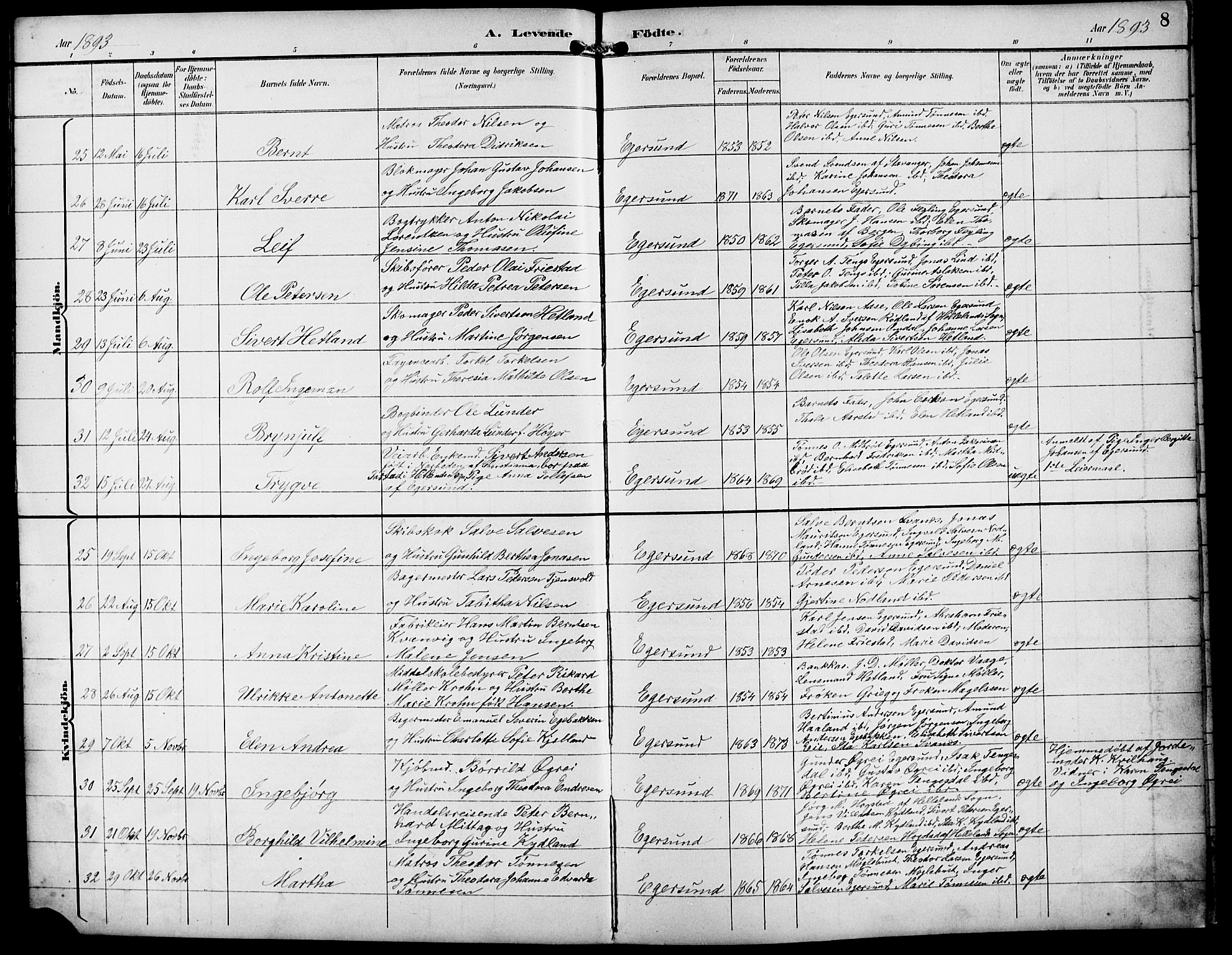 Eigersund sokneprestkontor, AV/SAST-A-101807/S09/L0010: Parish register (copy) no. B 10, 1893-1907, p. 8