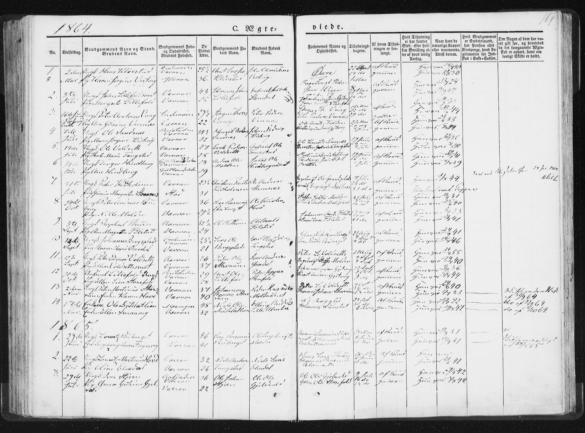 Ministerialprotokoller, klokkerbøker og fødselsregistre - Nord-Trøndelag, SAT/A-1458/744/L0418: Parish register (official) no. 744A02, 1843-1866, p. 169