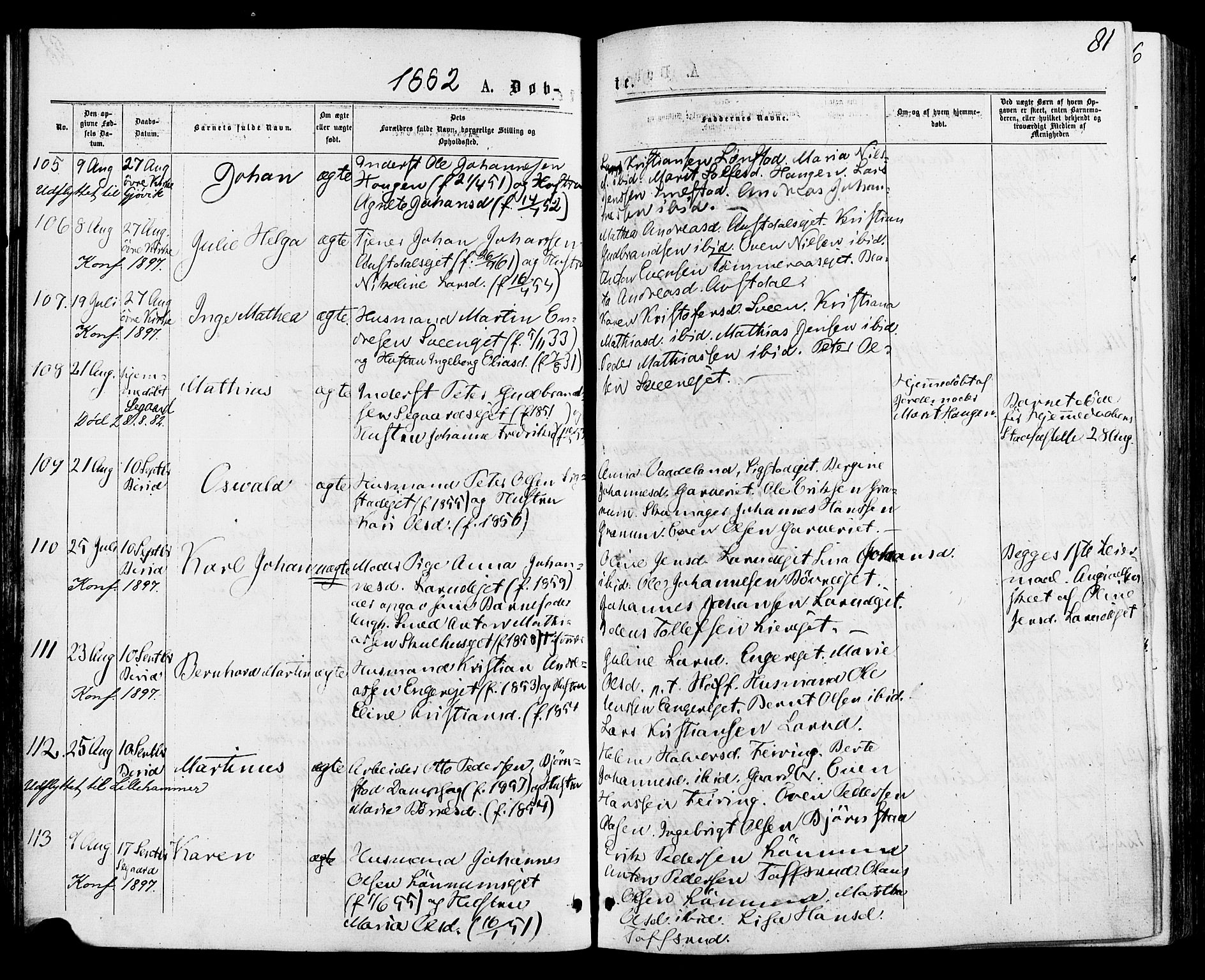 Biri prestekontor, AV/SAH-PREST-096/H/Ha/Haa/L0006: Parish register (official) no. 6, 1877-1886, p. 81