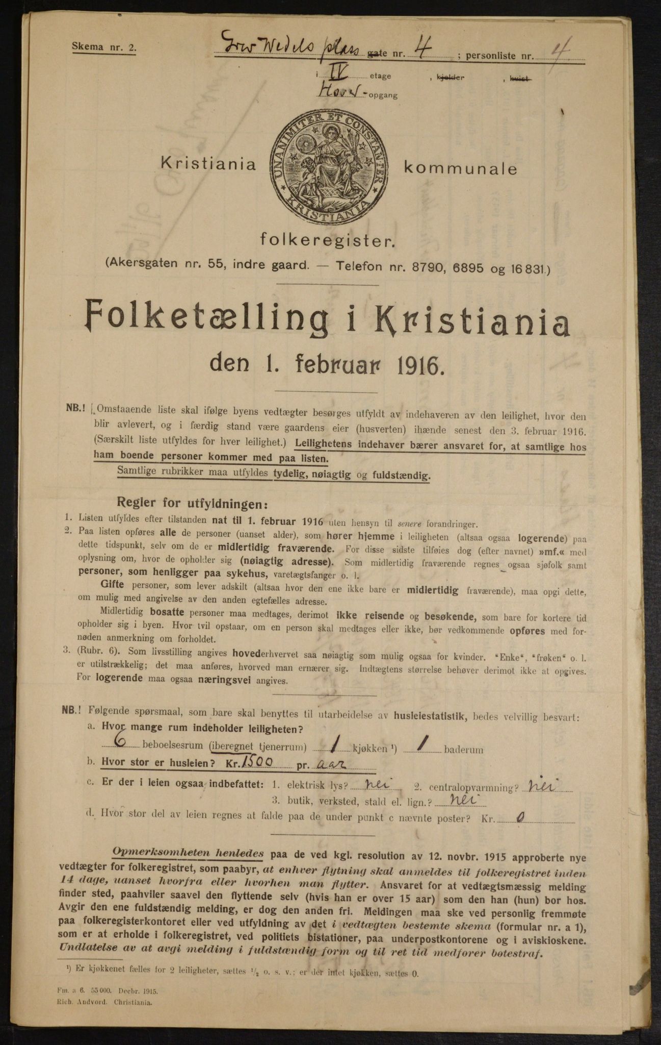 OBA, Municipal Census 1916 for Kristiania, 1916, p. 30461