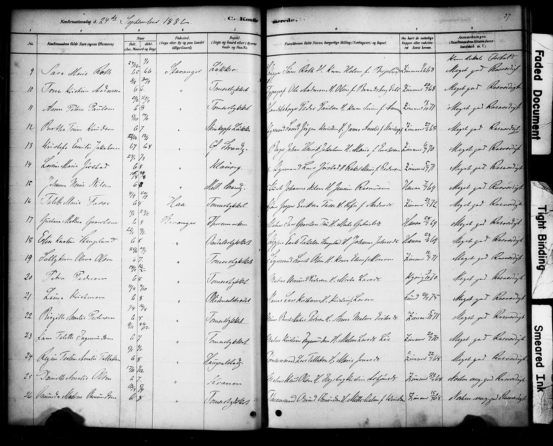 Domkirken sokneprestkontor, AV/SAST-A-101812/001/30/30BA/L0028: Parish register (official) no. A 27, 1878-1896, p. 37