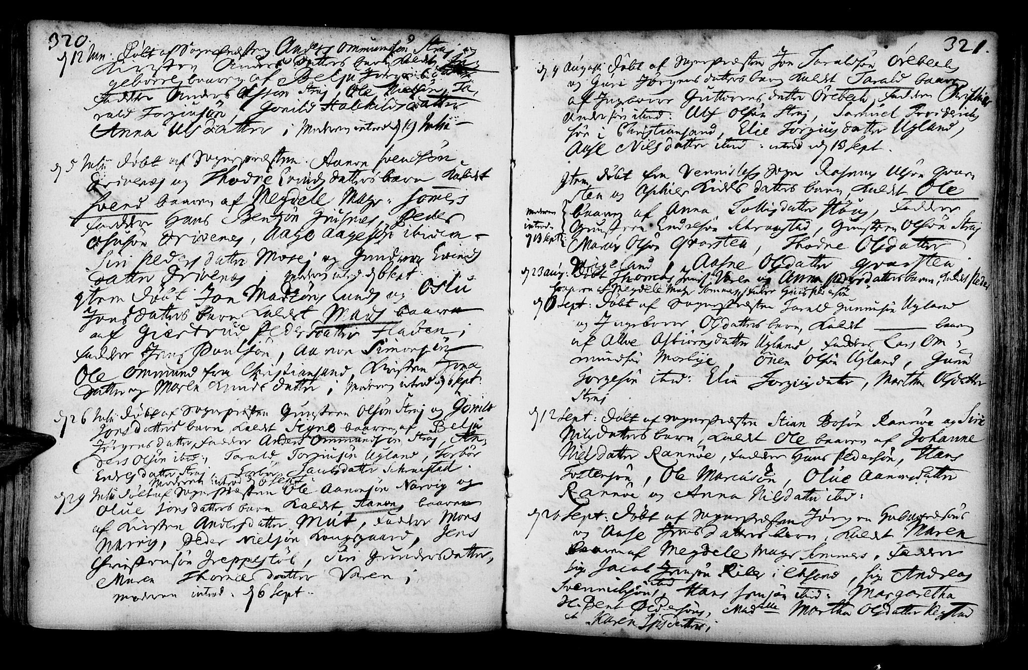 Oddernes sokneprestkontor, SAK/1111-0033/F/Fa/Faa/L0001: Parish register (official) no. A 1, 1692-1718, p. 320-321