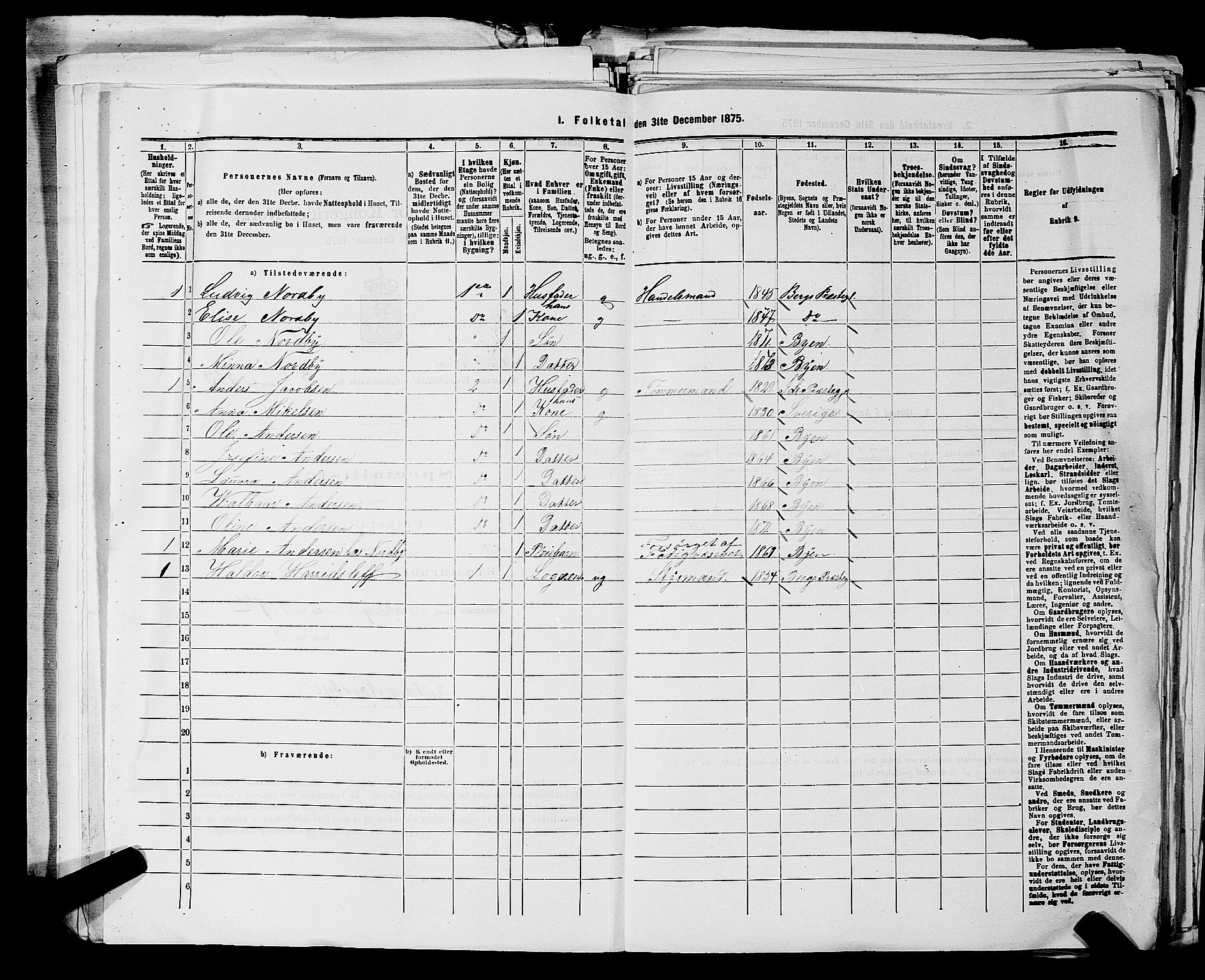 RA, 1875 census for 0101P Fredrikshald, 1875, p. 1163