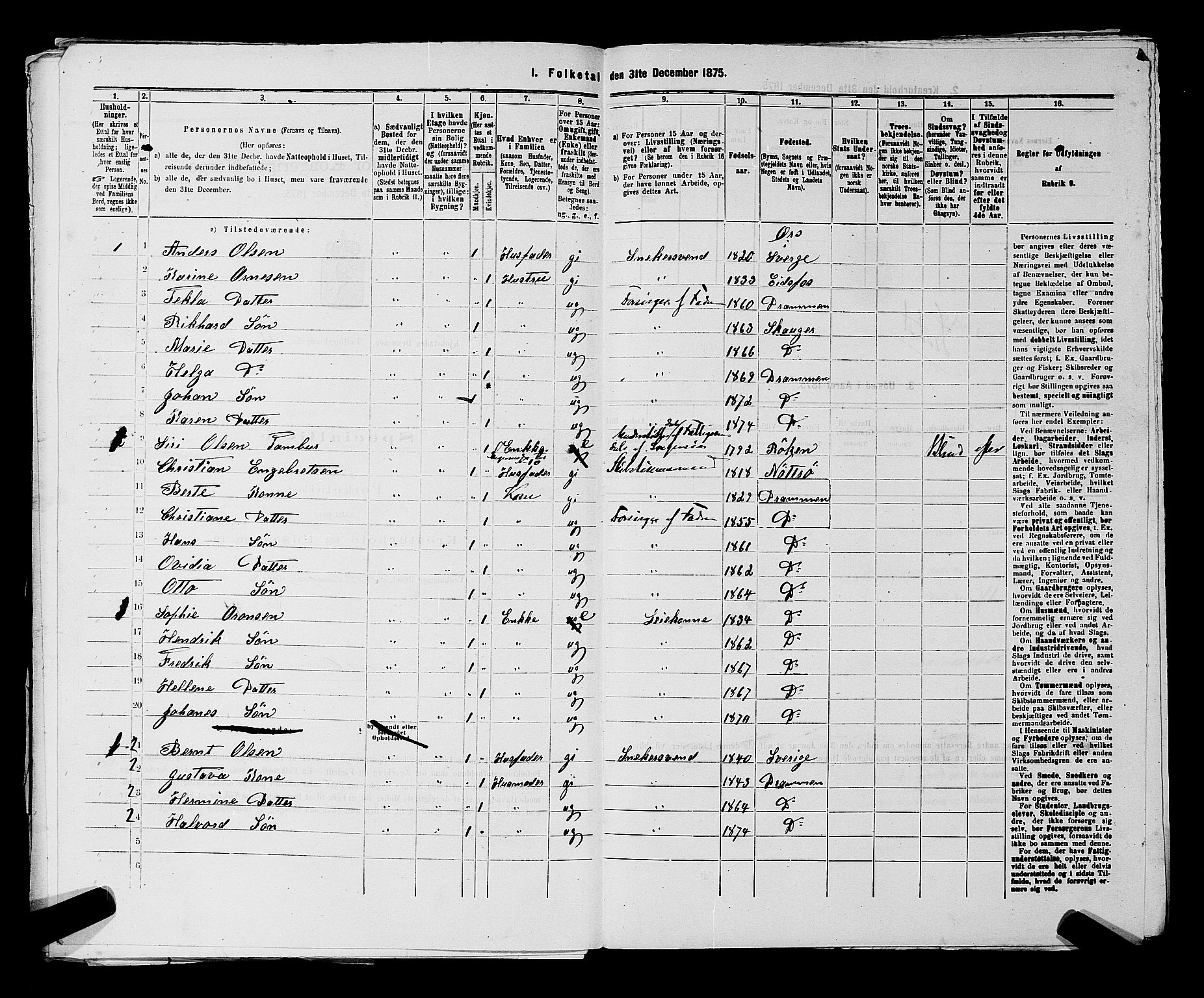 SAKO, 1875 census for 0602 Drammen, 1875, p. 3494