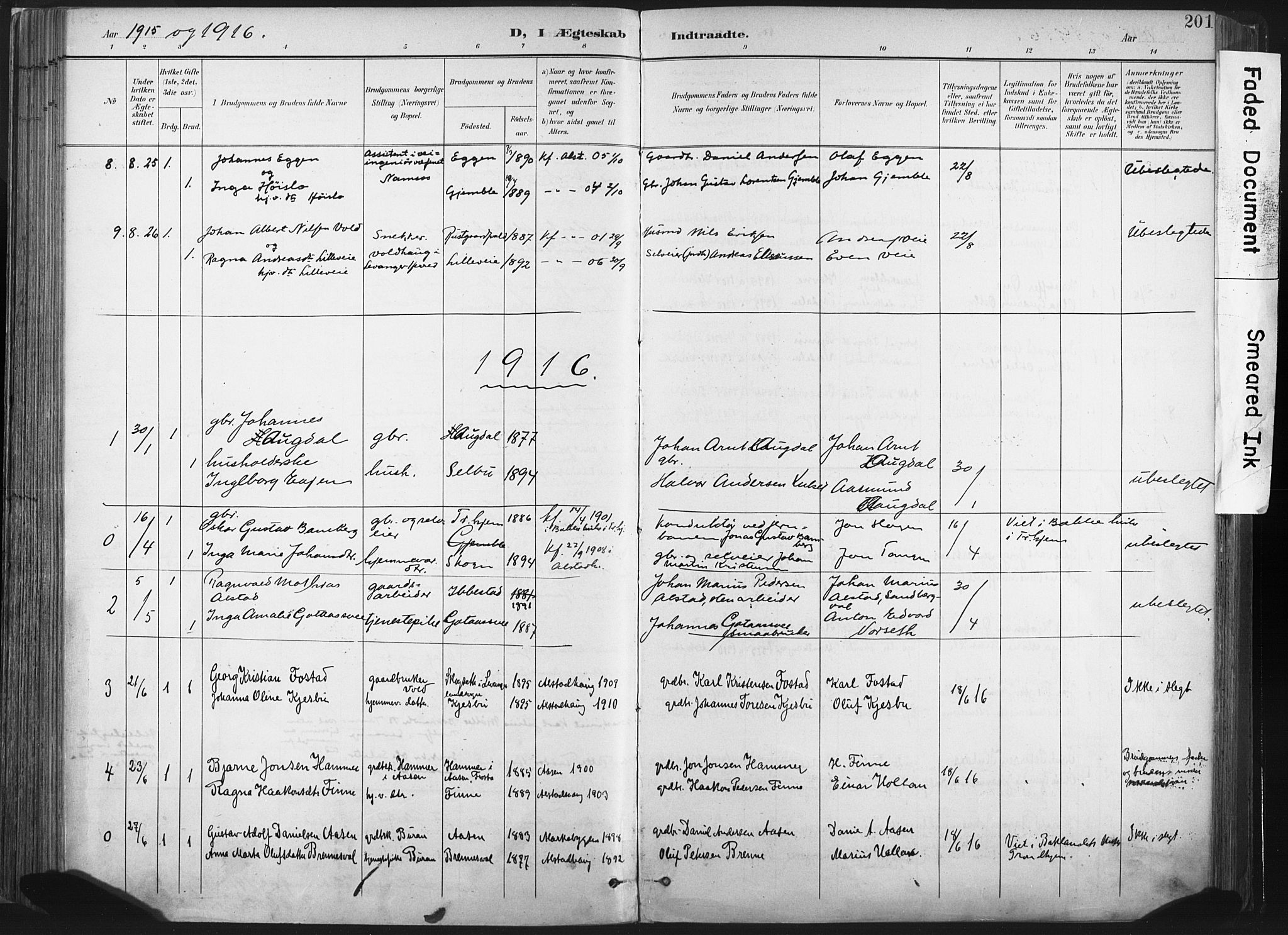 Ministerialprotokoller, klokkerbøker og fødselsregistre - Nord-Trøndelag, SAT/A-1458/717/L0162: Parish register (official) no. 717A12, 1898-1923, p. 201