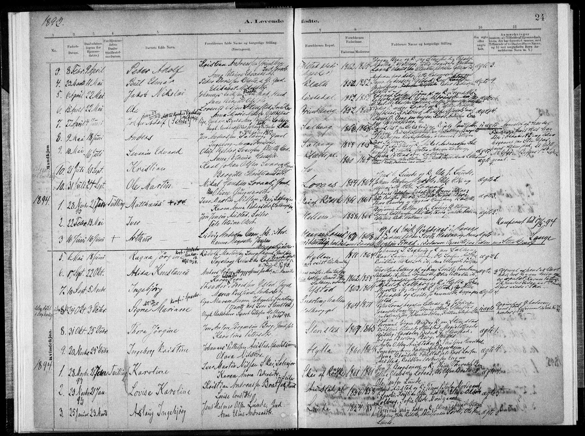 Ministerialprotokoller, klokkerbøker og fødselsregistre - Nord-Trøndelag, AV/SAT-A-1458/731/L0309: Parish register (official) no. 731A01, 1879-1918, p. 24