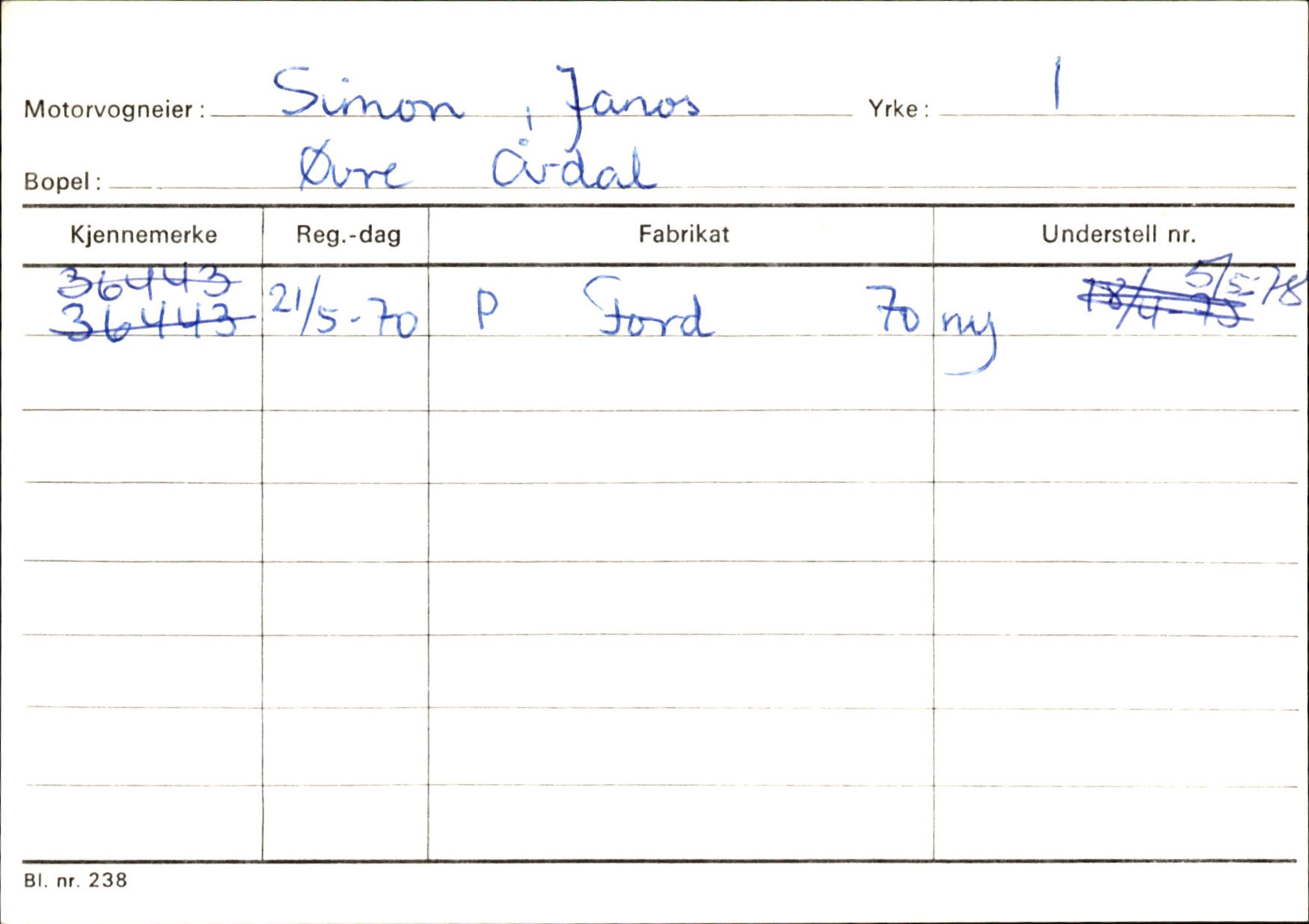 Statens vegvesen, Sogn og Fjordane vegkontor, AV/SAB-A-5301/4/F/L0146: Registerkort Årdal R-Å samt diverse kort, 1945-1975, p. 300