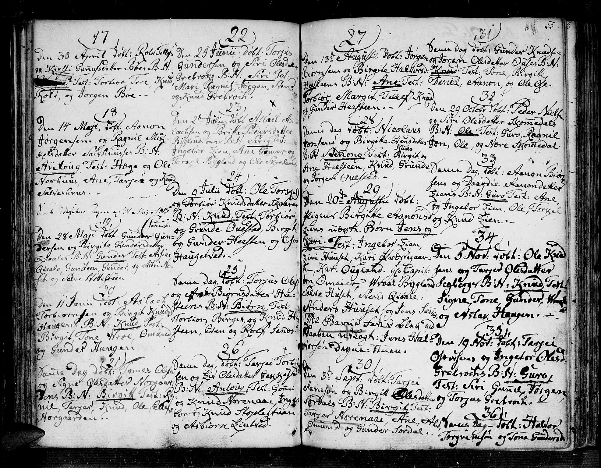 Bygland sokneprestkontor, AV/SAK-1111-0006/F/Fa/Fab/L0002: Parish register (official) no. A 2, 1766-1816, p. 55