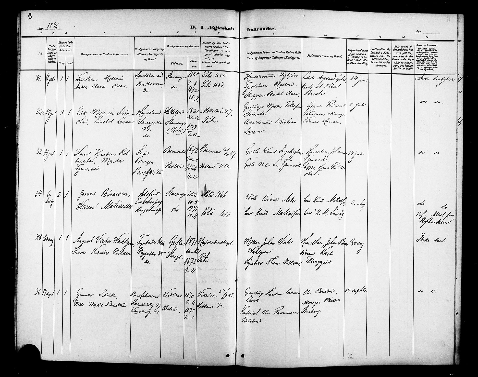 St. Petri sokneprestkontor, AV/SAST-A-101813/001/30/30BB/L0007: Parish register (copy) no. B 7, 1895-1902, p. 6