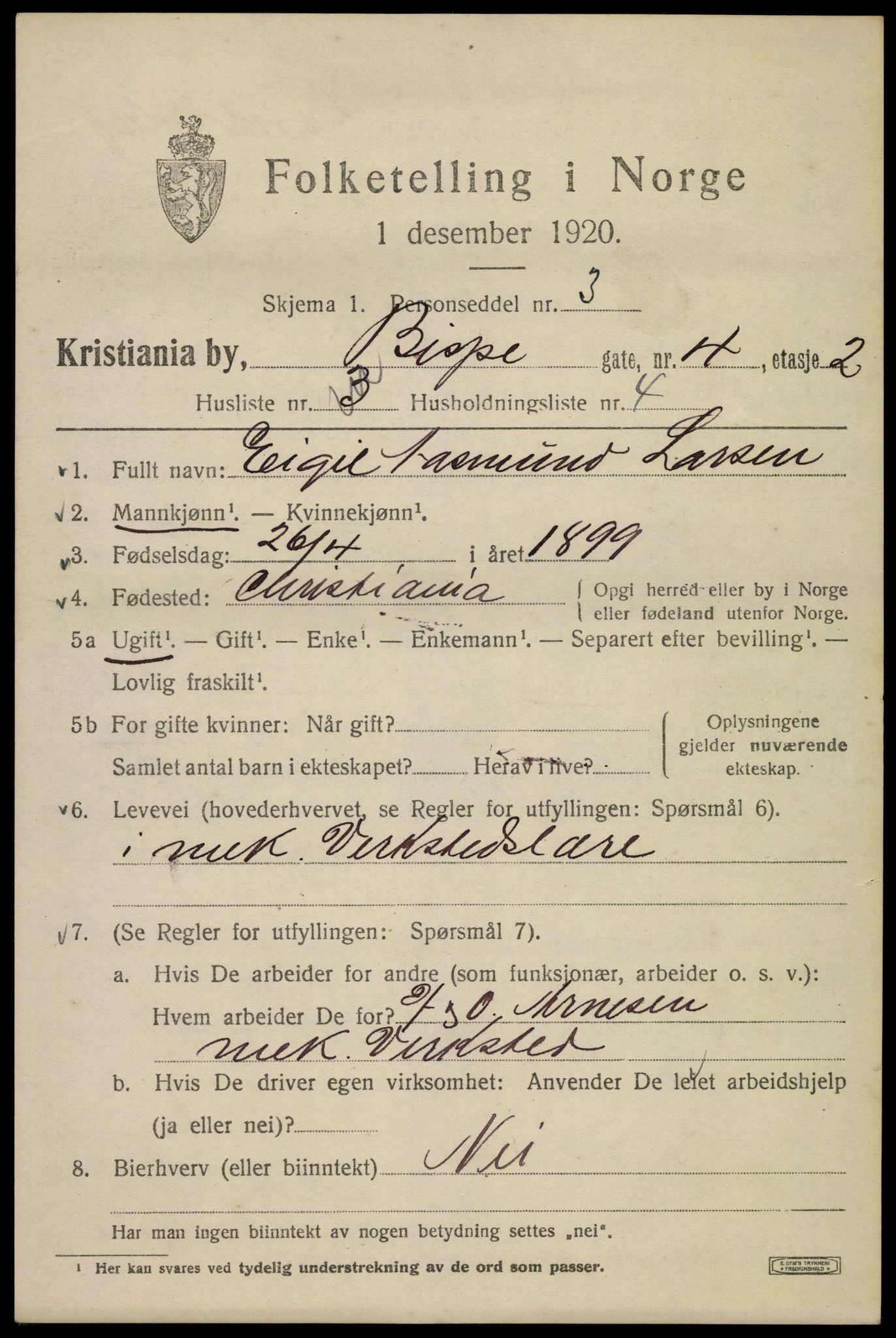 SAO, 1920 census for Kristiania, 1920, p. 157065