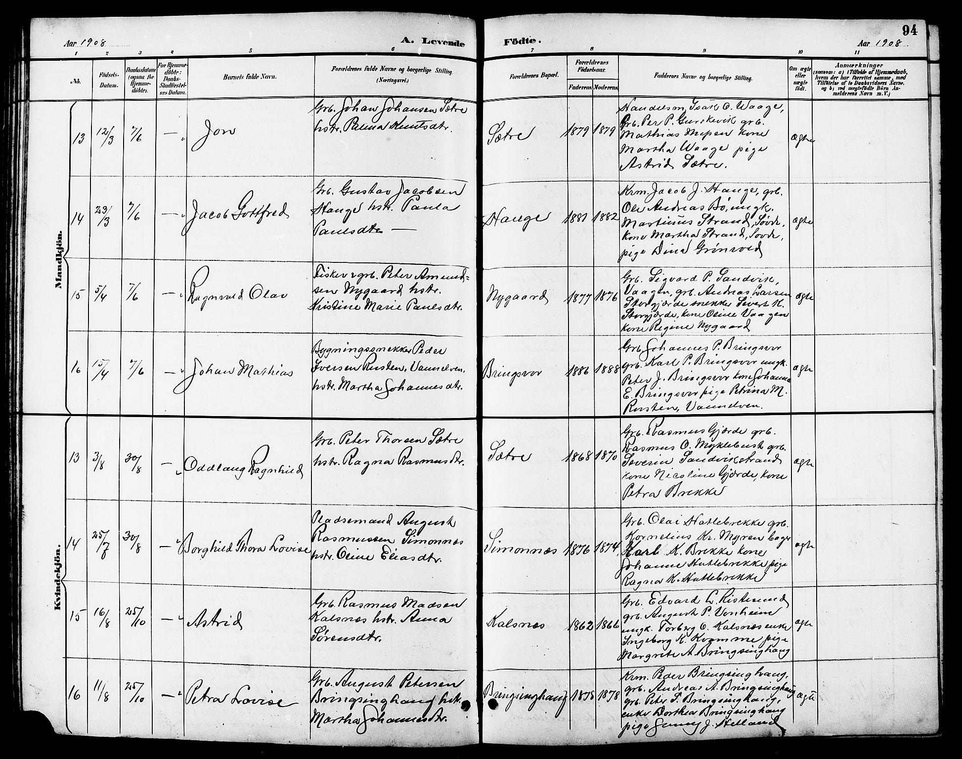 Ministerialprotokoller, klokkerbøker og fødselsregistre - Møre og Romsdal, AV/SAT-A-1454/503/L0049: Parish register (copy) no. 503C04, 1894-1915, p. 94