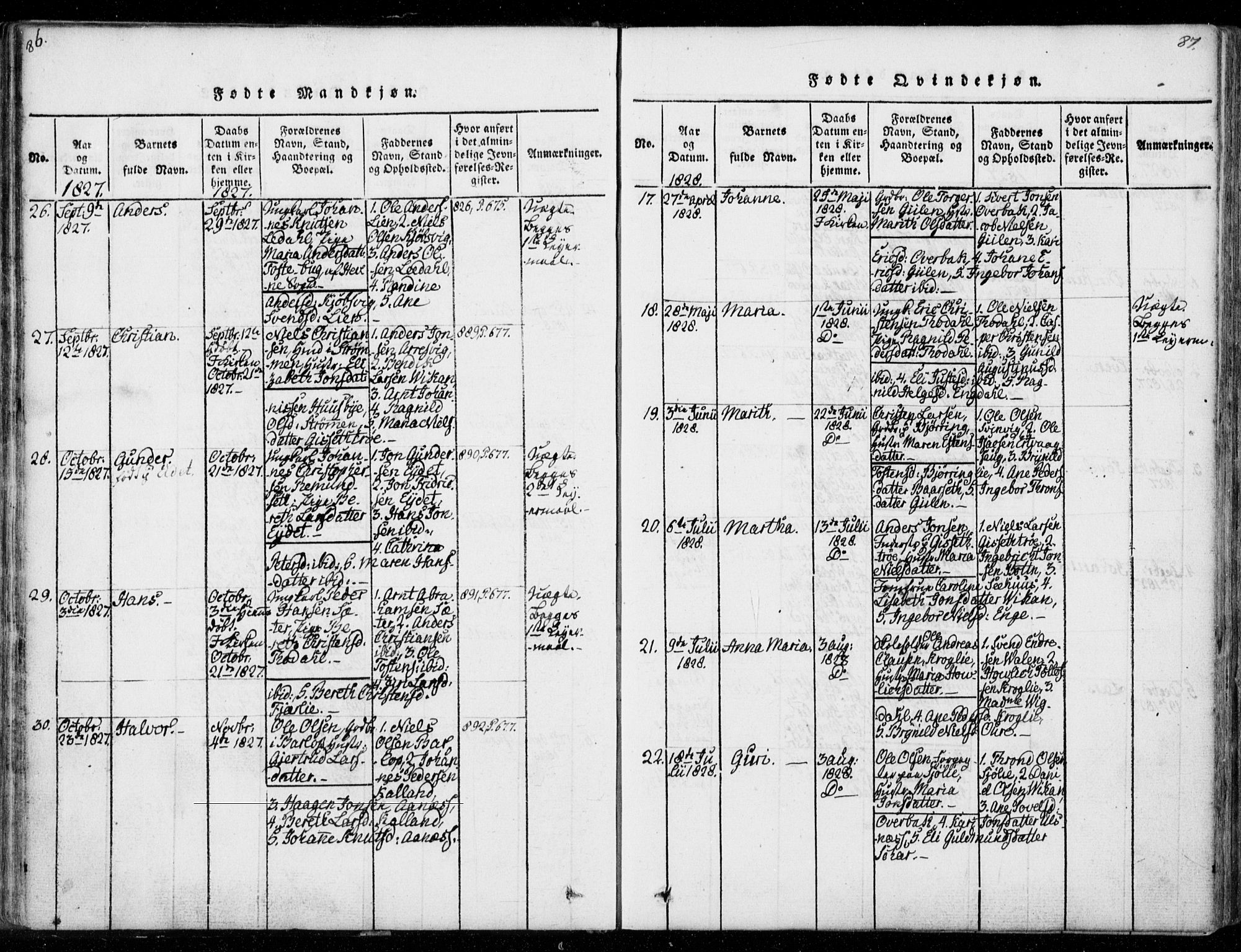 Ministerialprotokoller, klokkerbøker og fødselsregistre - Møre og Romsdal, AV/SAT-A-1454/578/L0903: Parish register (official) no. 578A02, 1819-1838, p. 86-87