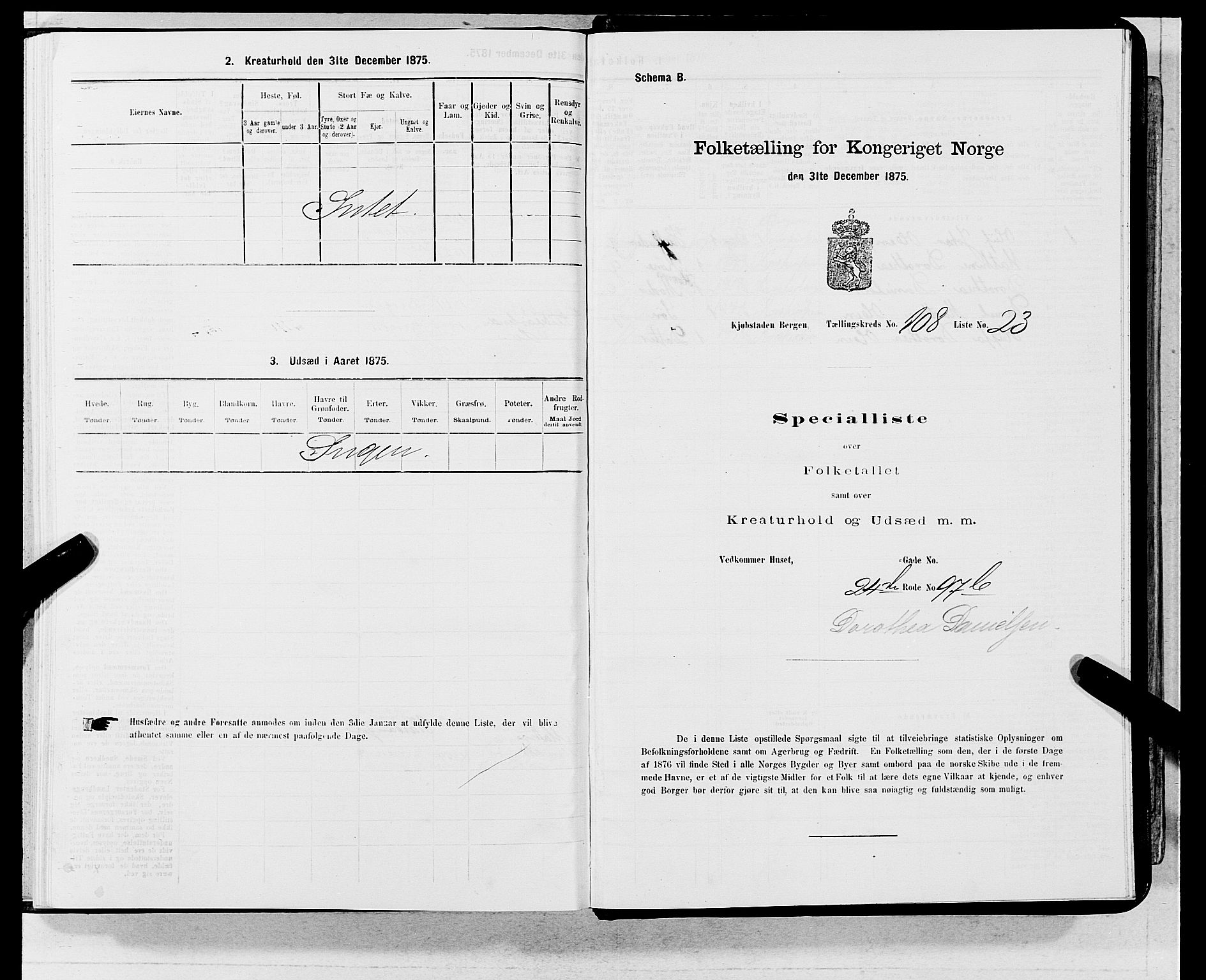 SAB, 1875 census for 1301 Bergen, 1875, p. 5909