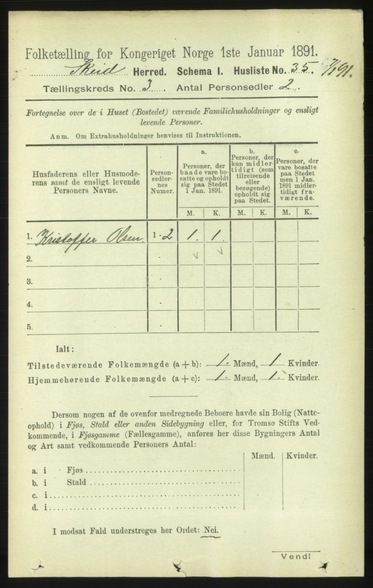 RA, 1891 census for 1732 Skei, 1891, p. 1085