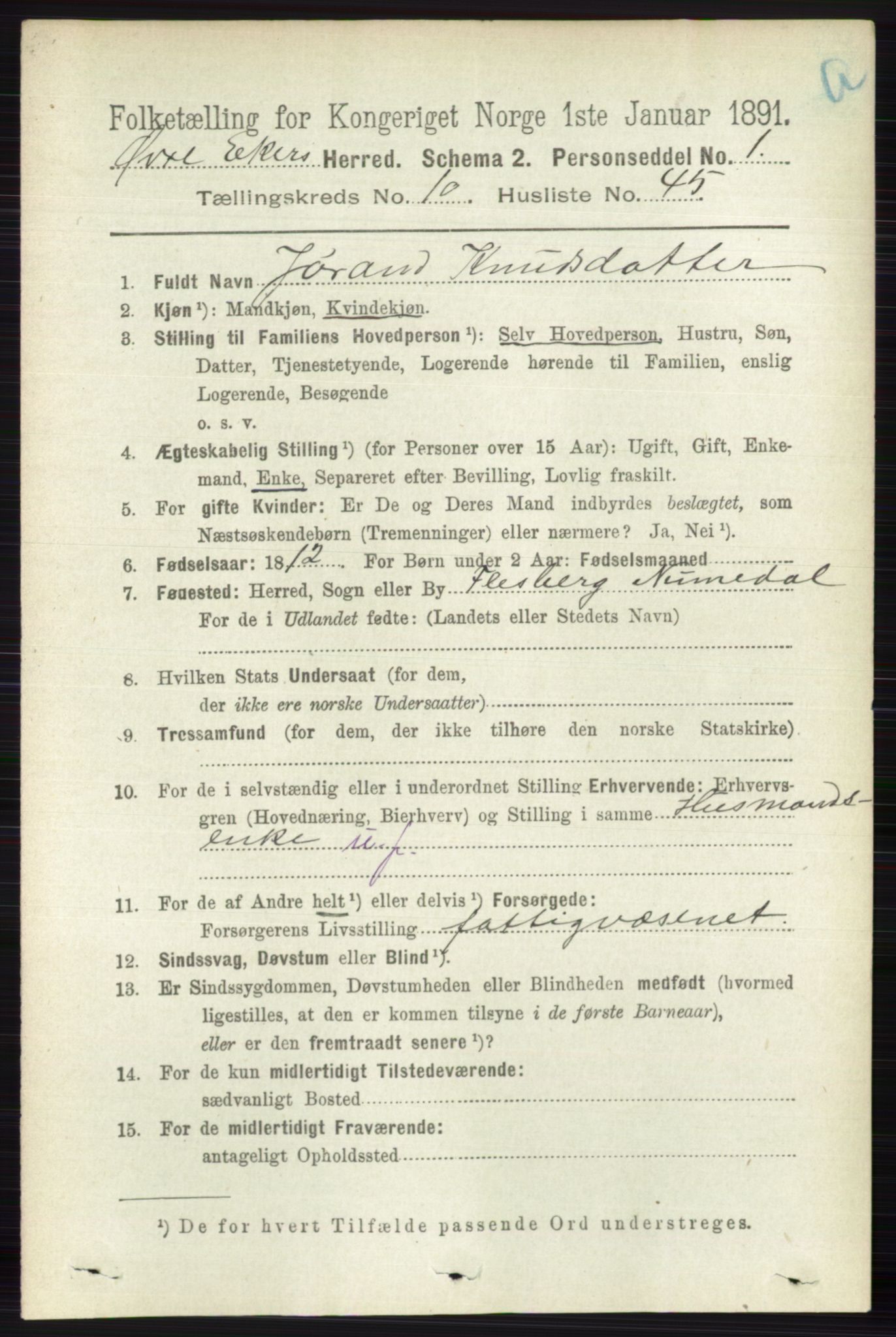RA, 1891 census for 0624 Øvre Eiker, 1891, p. 4271