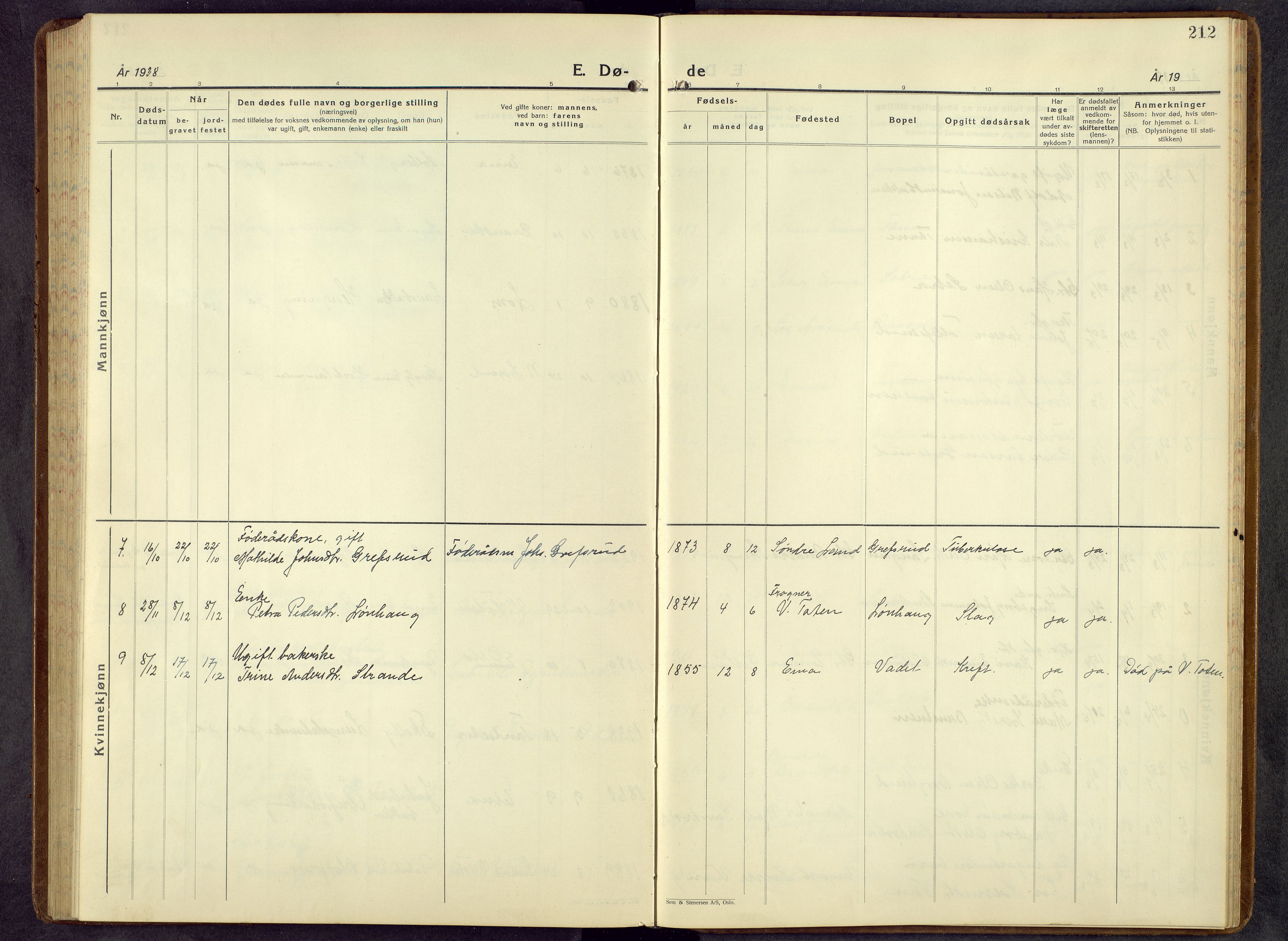 Kolbu prestekontor, AV/SAH-PREST-110/H/Ha/Hab/L0003: Parish register (copy) no. 3, 1935-1966, p. 212