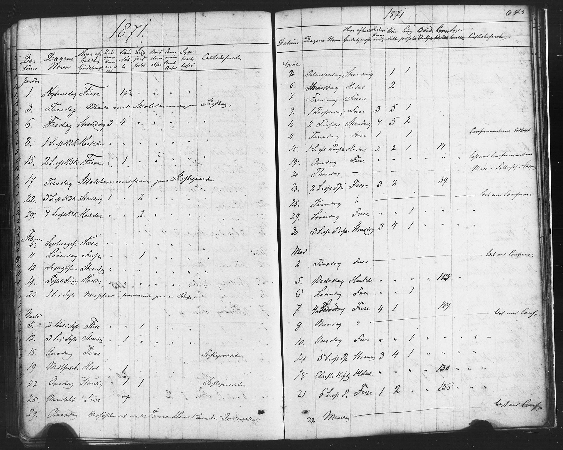 Fusa sokneprestembete, AV/SAB-A-75401/H/Haa: Parish register (official) no. A 1II, 1855-1879, p. 645