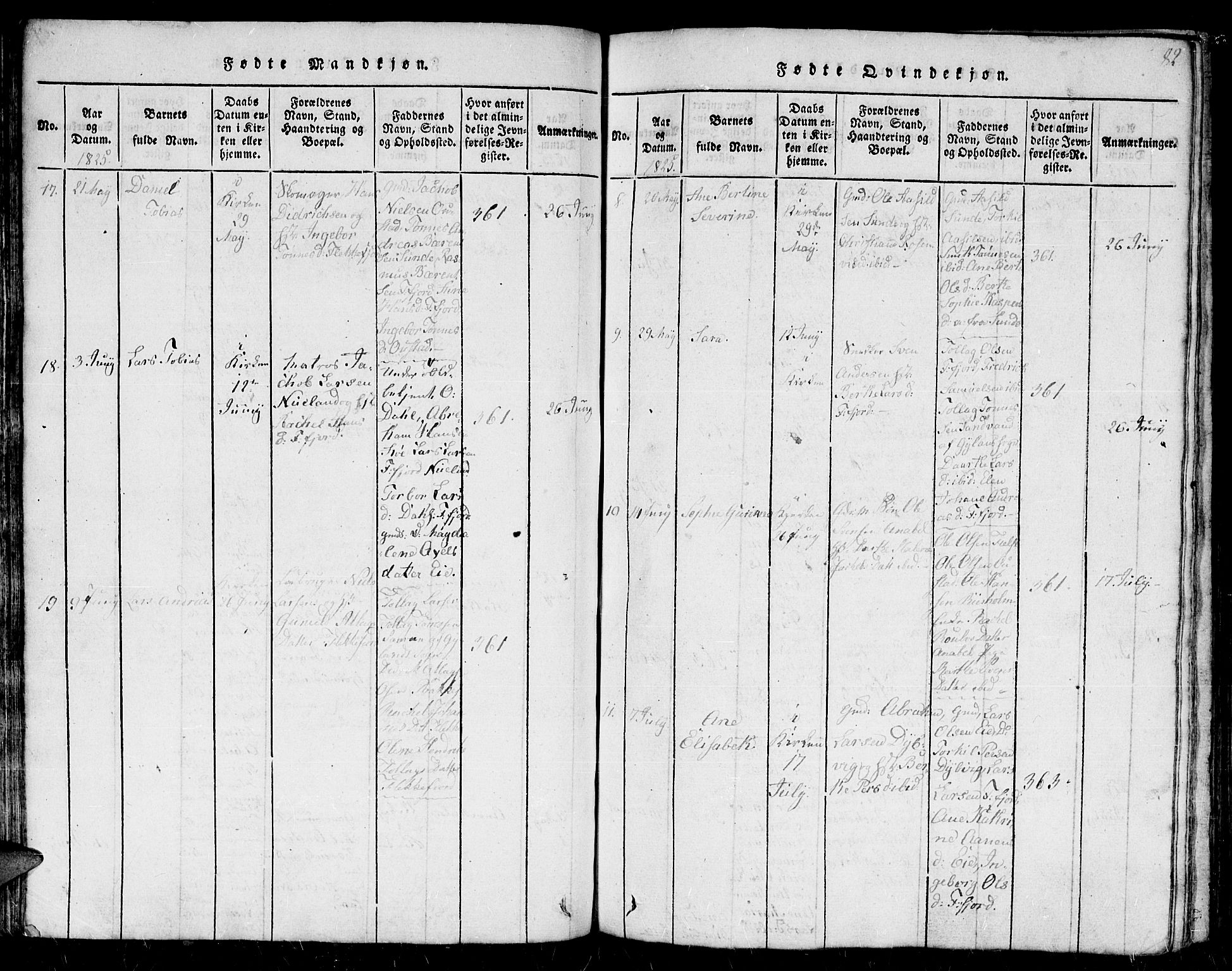 Flekkefjord sokneprestkontor, AV/SAK-1111-0012/F/Fb/Fbc/L0003: Parish register (copy) no. B 3, 1815-1826, p. 82